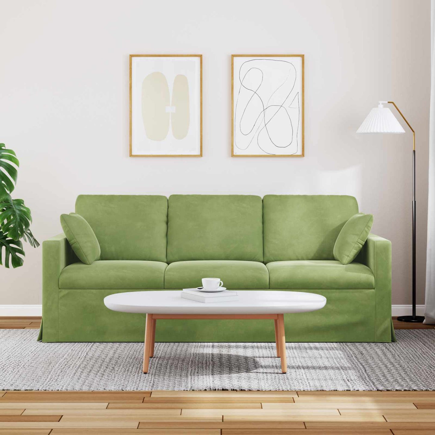 Bank Lichtgroen 198 x 78 x 80 cm Fluweel is nu te koop bij PeponiXL, paradijselijk wonen!