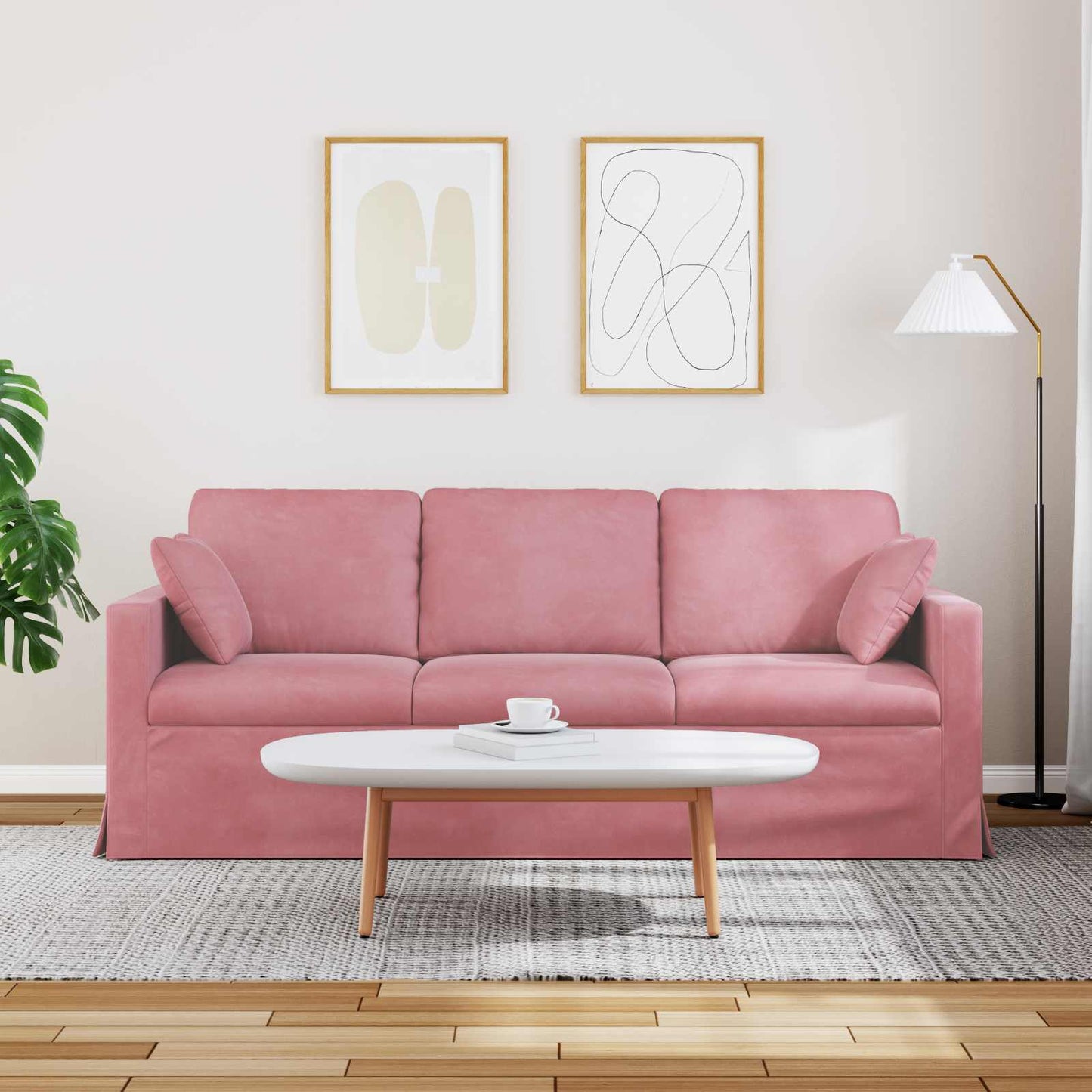 Bank Roze 198 x 78 x 80 cm Fluweel is nu te koop bij PeponiXL, paradijselijk wonen!