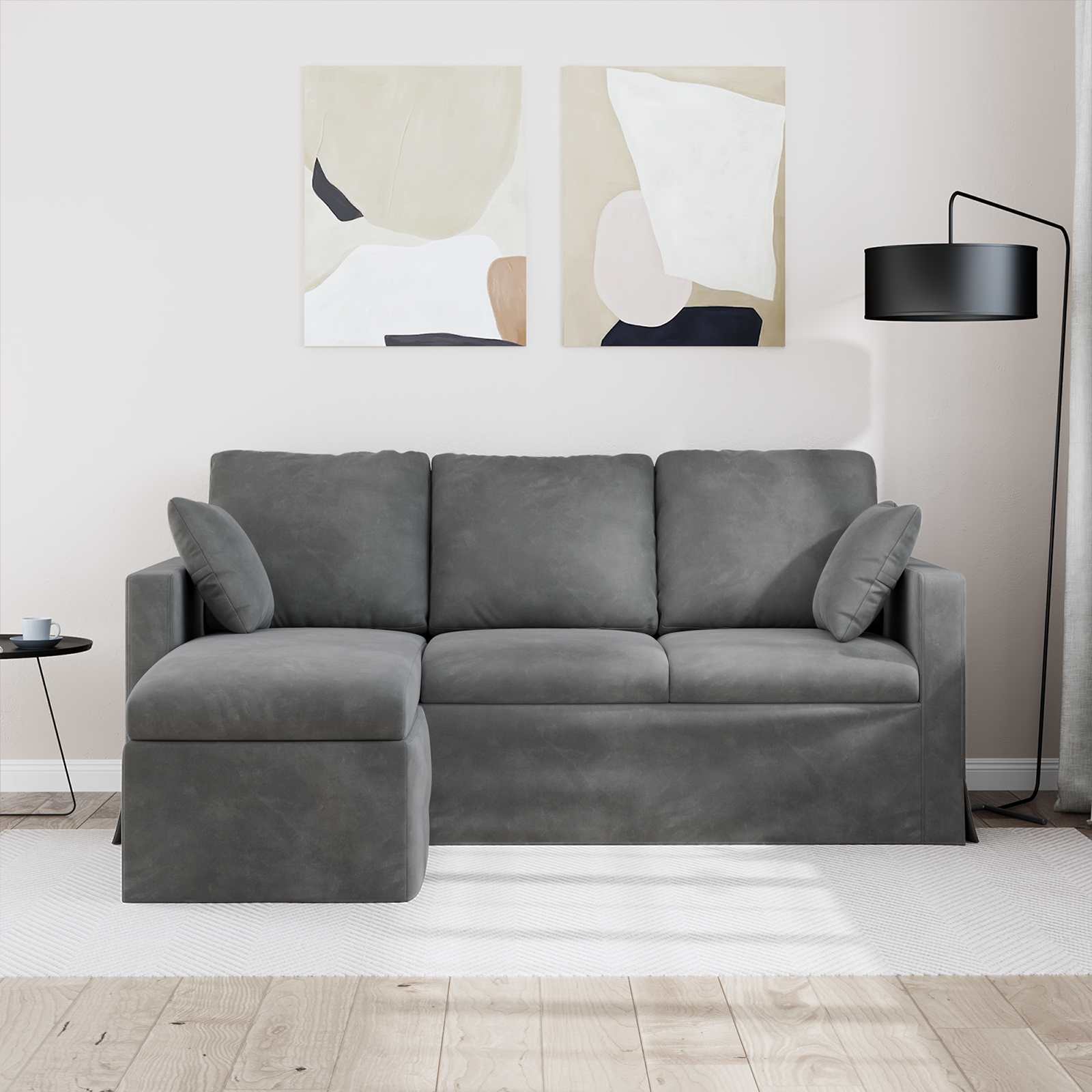 Bank Donkergrijs 178 x 134 x 80 cm Fluweel is nu te koop bij PeponiXL, paradijselijk wonen!