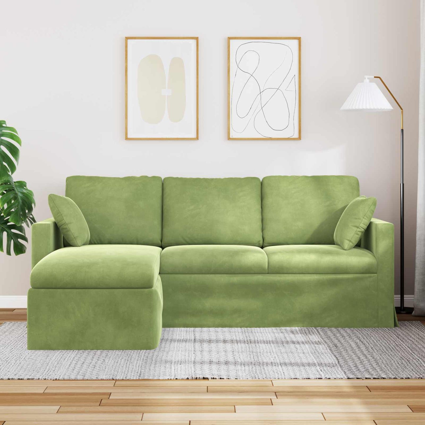 Bank Lichtgroen 198 x 134 x 80 cm Fluweel is nu te koop bij PeponiXL, paradijselijk wonen!