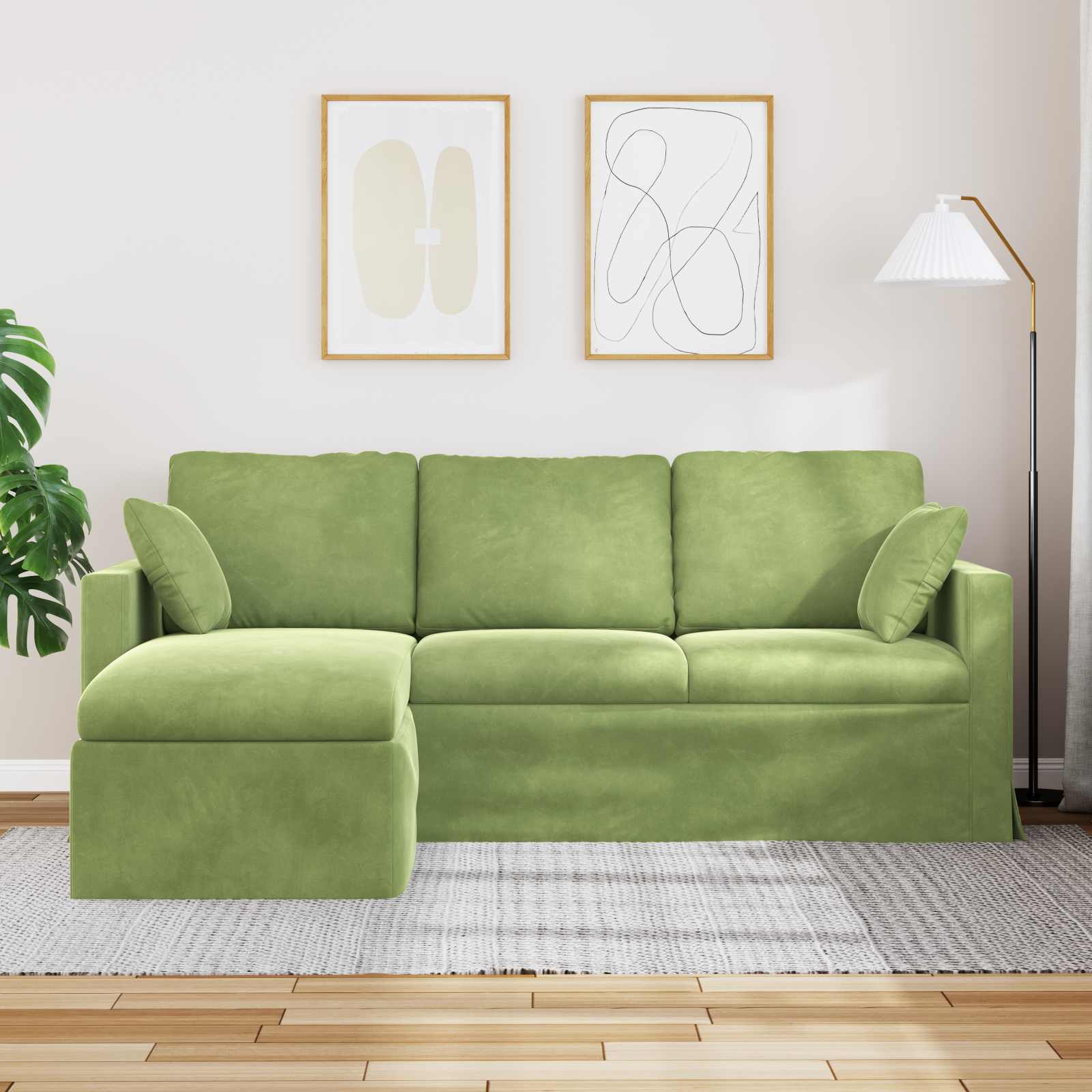 Bank Lichtgroen 198 x 134 x 80 cm Fluweel is nu te koop bij PeponiXL, paradijselijk wonen!