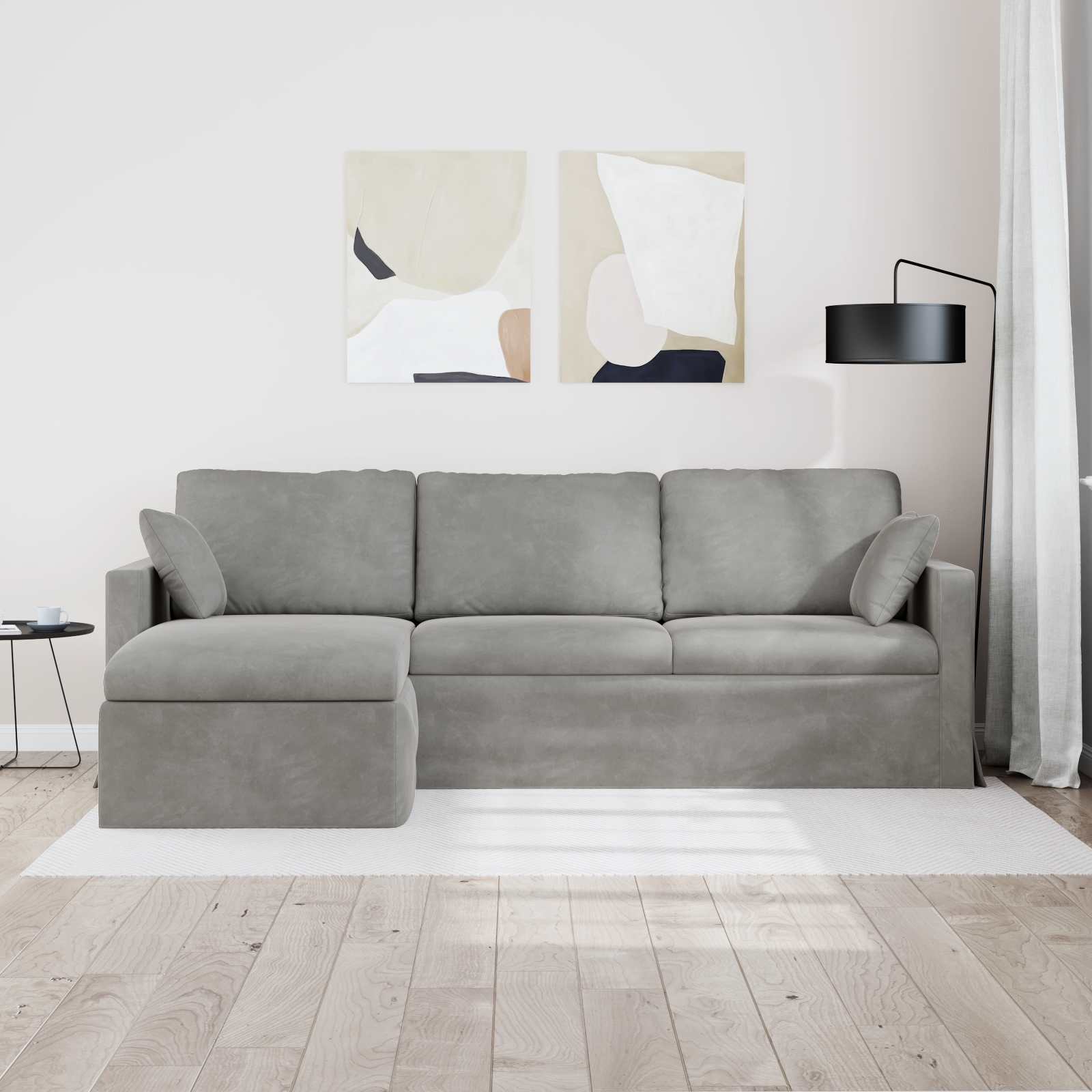 Bank Lichtgrijs 228 x 134 x 80 cm Fluweel is nu te koop bij PeponiXL, paradijselijk wonen!