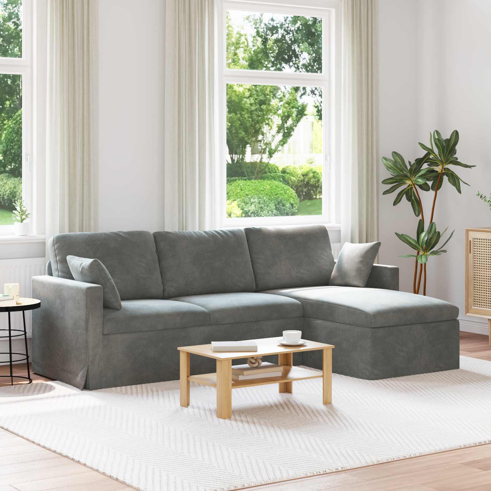 Bank Donkergrijs 228 x 134 x 80 cm Fluweel is nu te koop bij PeponiXL, paradijselijk wonen!
