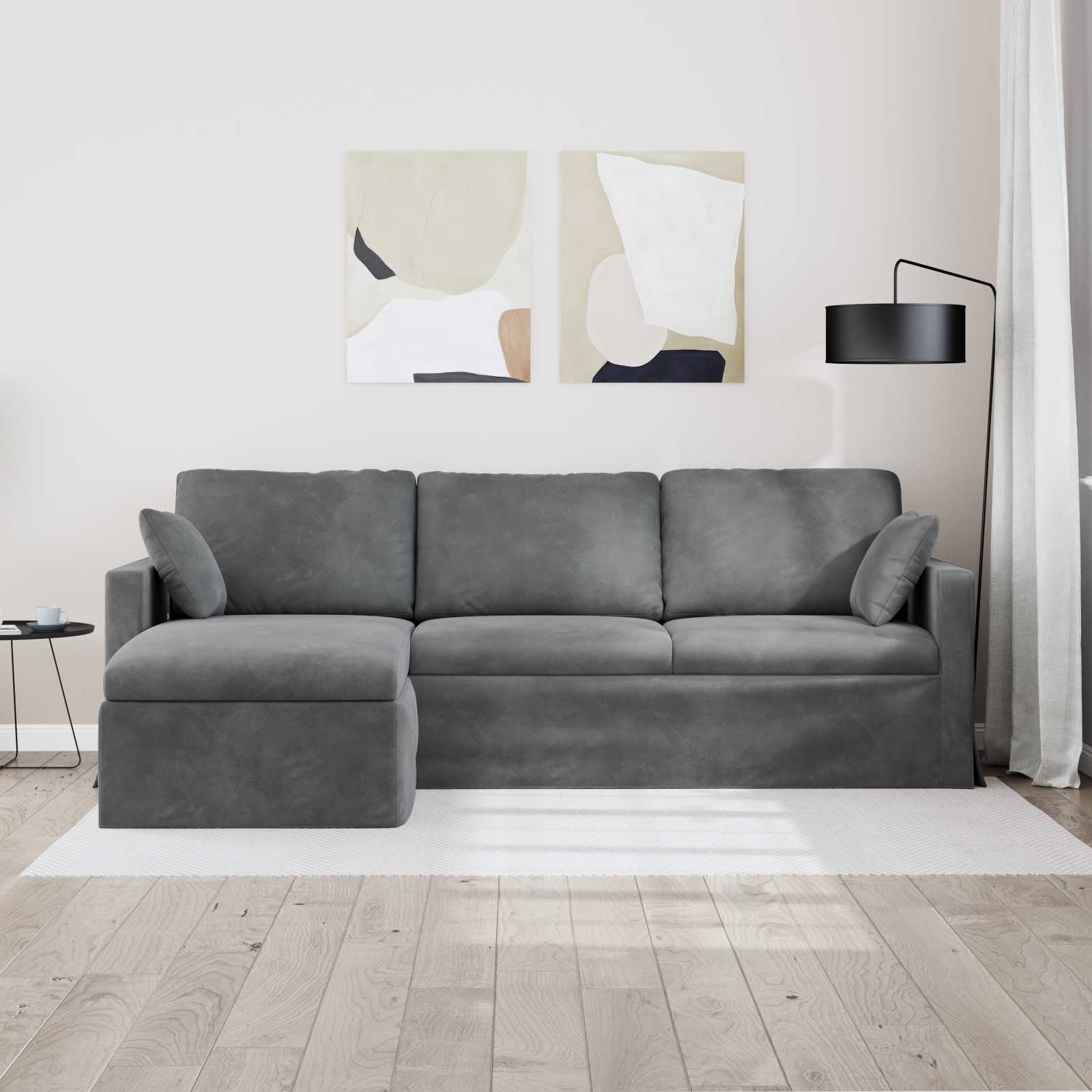 Bank Donkergrijs 228 x 134 x 80 cm Fluweel is nu te koop bij PeponiXL, paradijselijk wonen!
