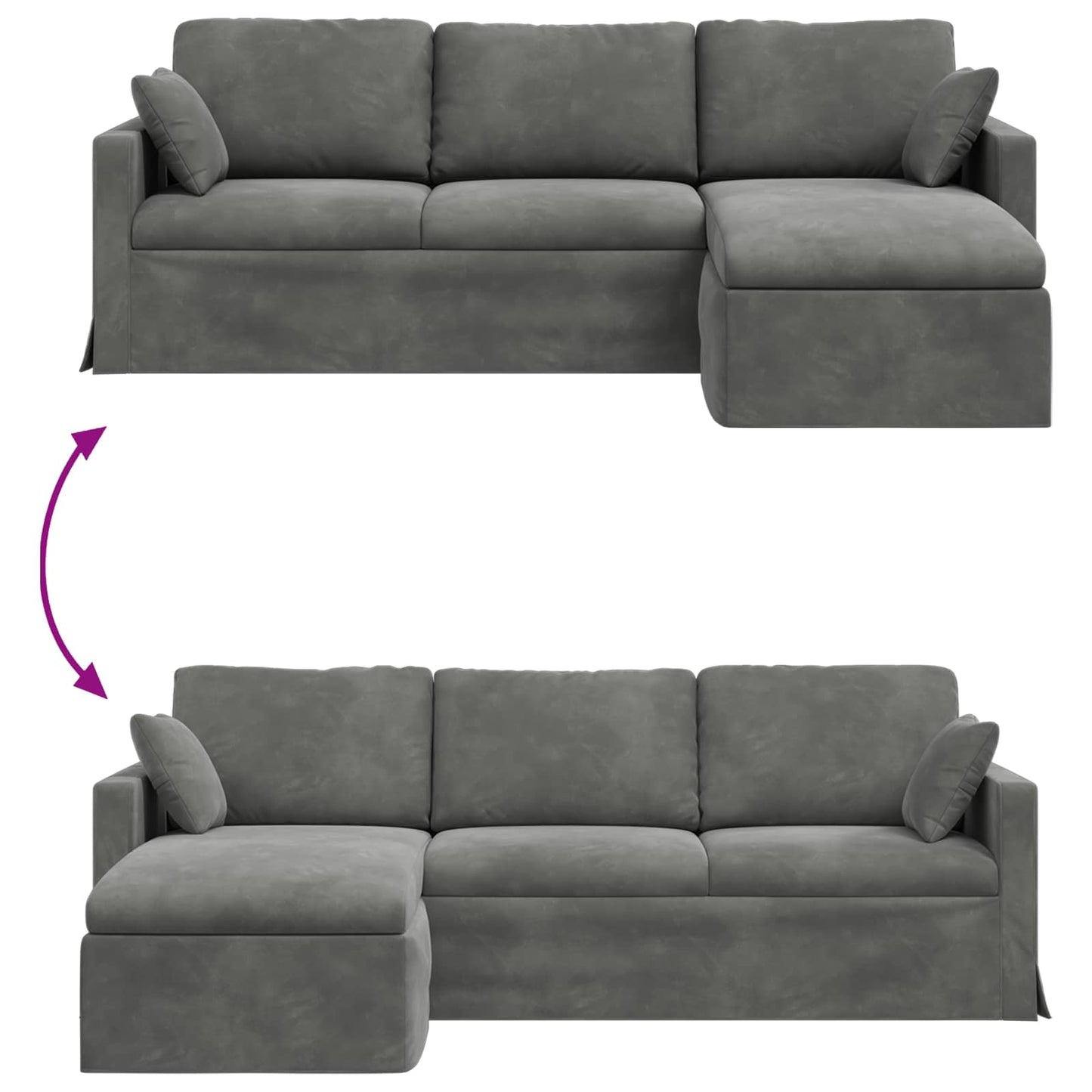 Bank Donkergrijs 228 x 134 x 80 cm Fluweel is nu te koop bij PeponiXL, paradijselijk wonen!