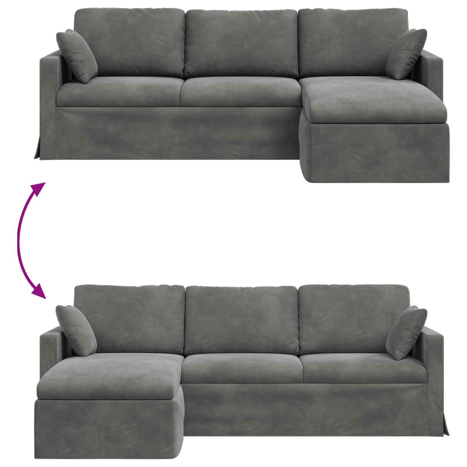 Bank Donkergrijs 228 x 134 x 80 cm Fluweel is nu te koop bij PeponiXL, paradijselijk wonen!