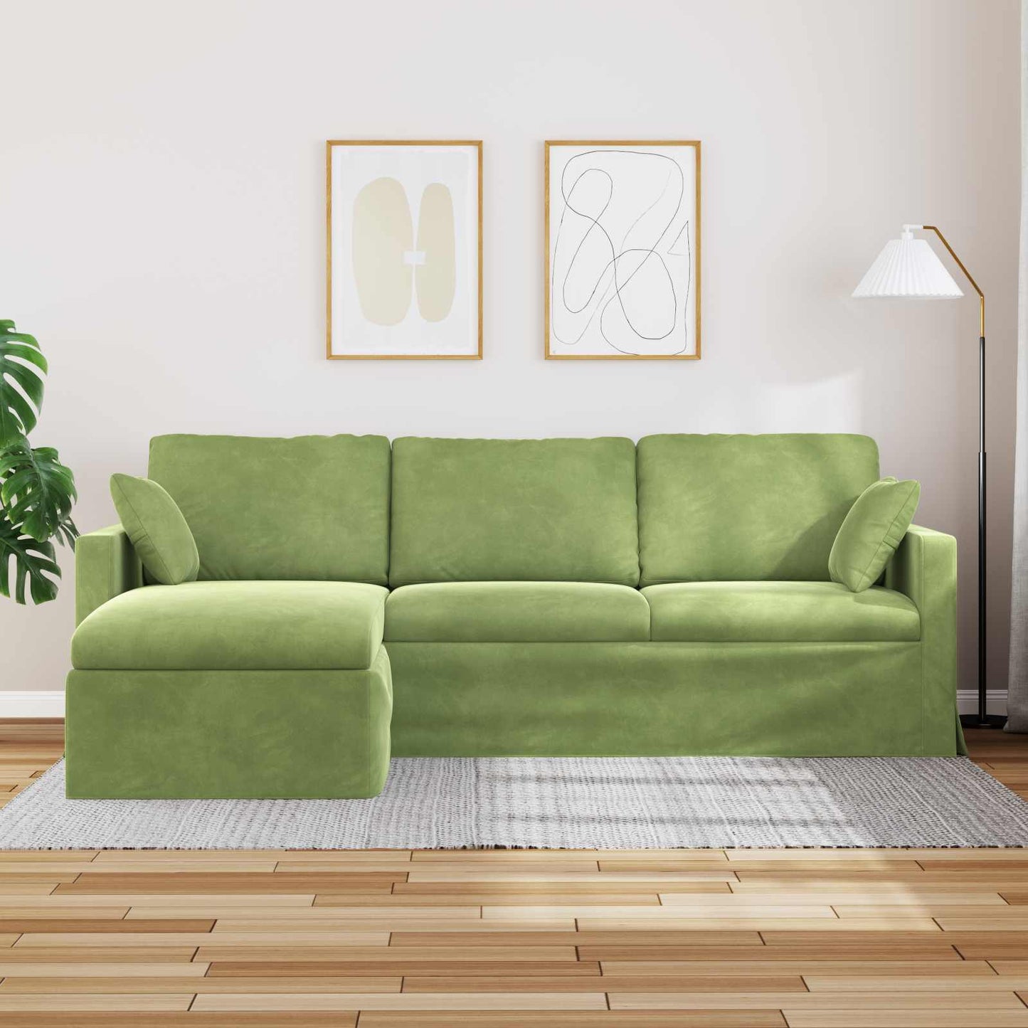 Bank Lichtgroen 228 x 134 x 80 cm Fluweel is nu te koop bij PeponiXL, paradijselijk wonen!