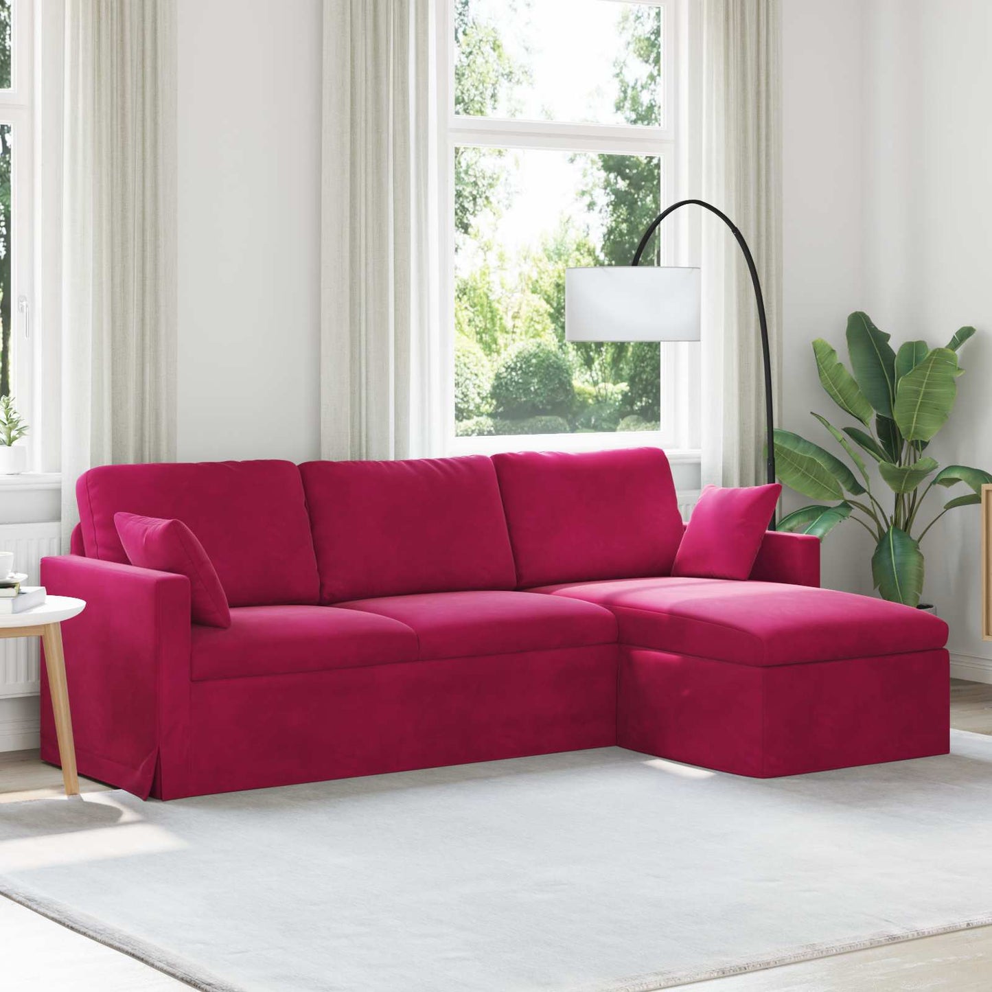 Bank Wijnrood 228 x 134 x 80 cm Fluweel is nu te koop bij PeponiXL, paradijselijk wonen!