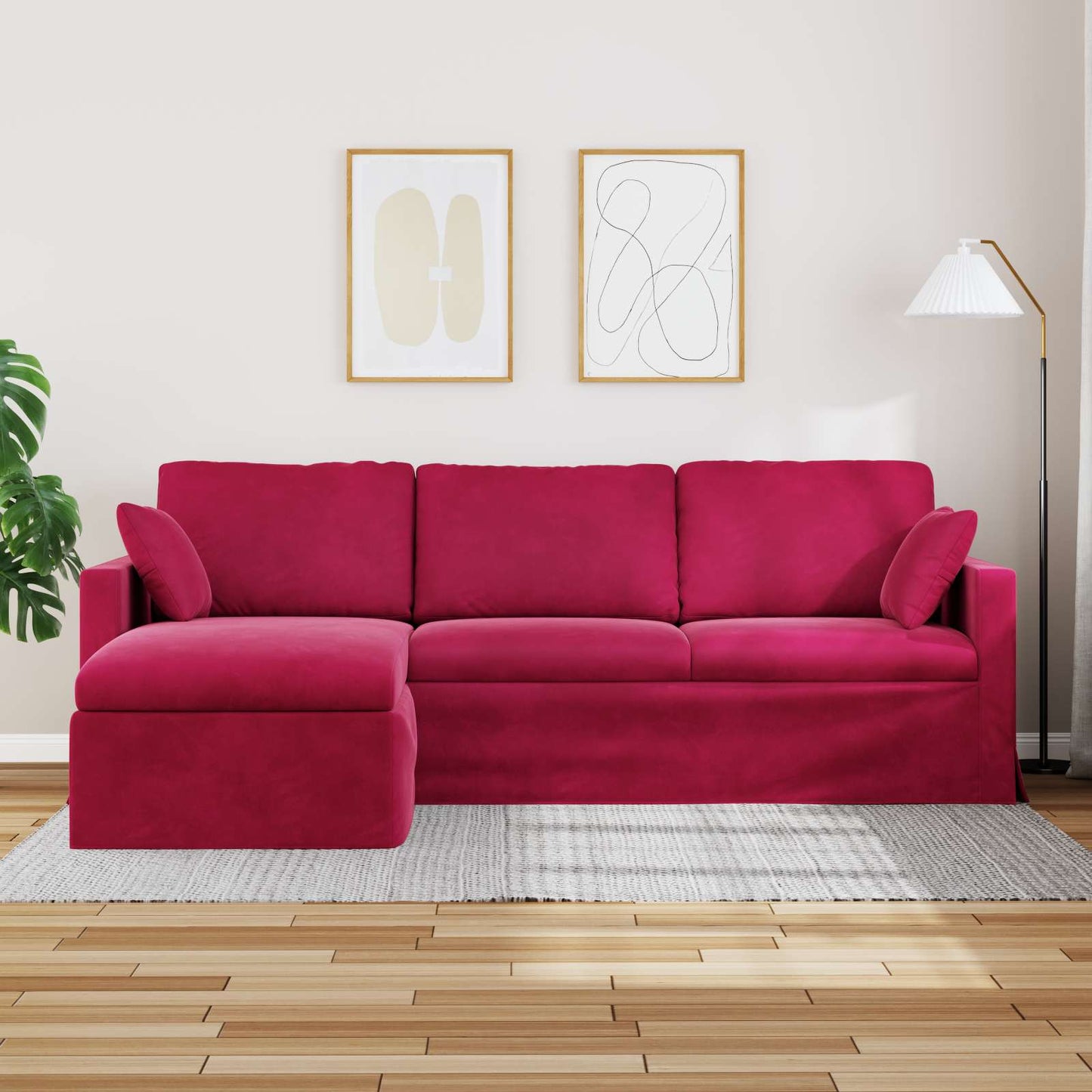 Bank Wijnrood 228 x 134 x 80 cm Fluweel is nu te koop bij PeponiXL, paradijselijk wonen!