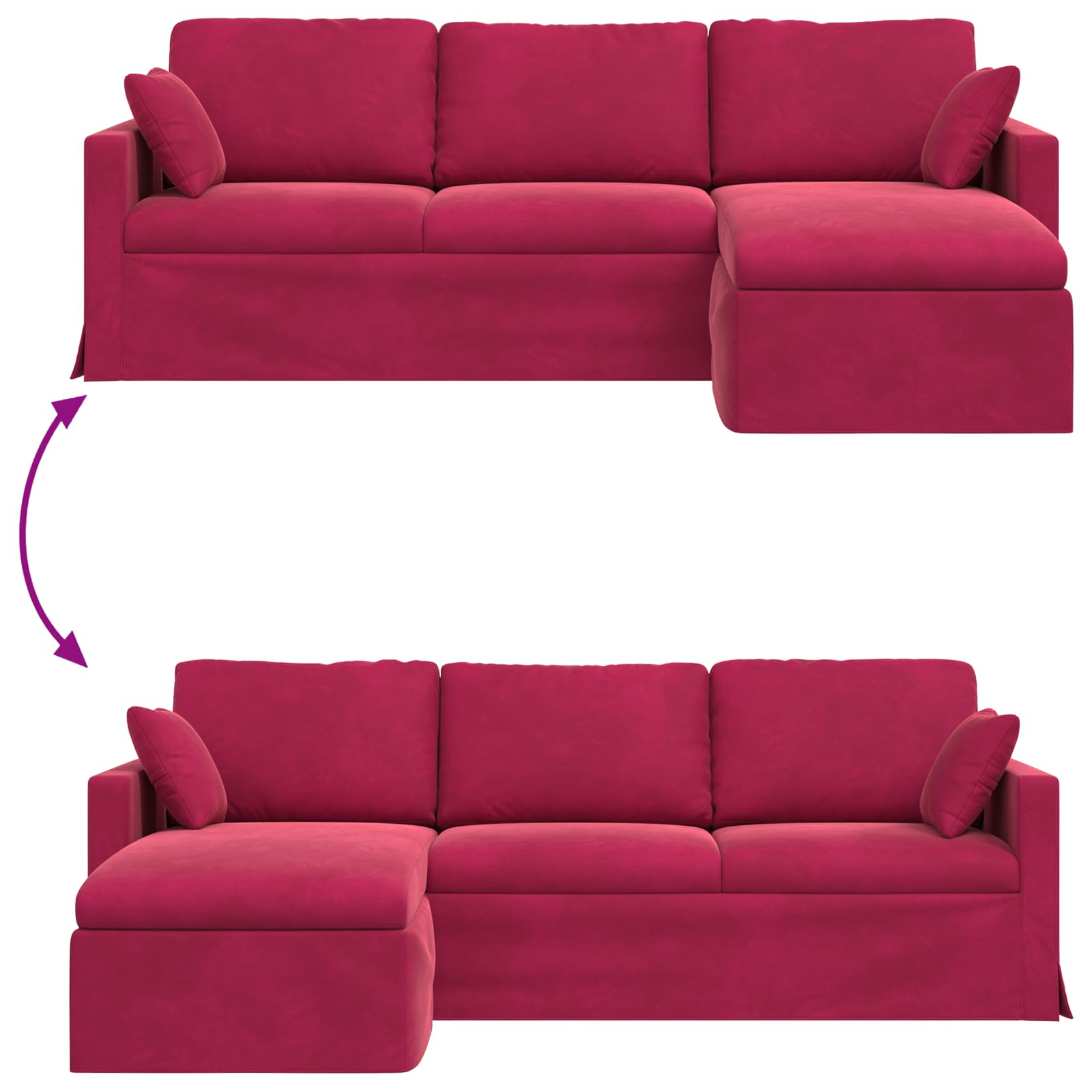 Bank Wijnrood 228 x 134 x 80 cm Fluweel is nu te koop bij PeponiXL, paradijselijk wonen!