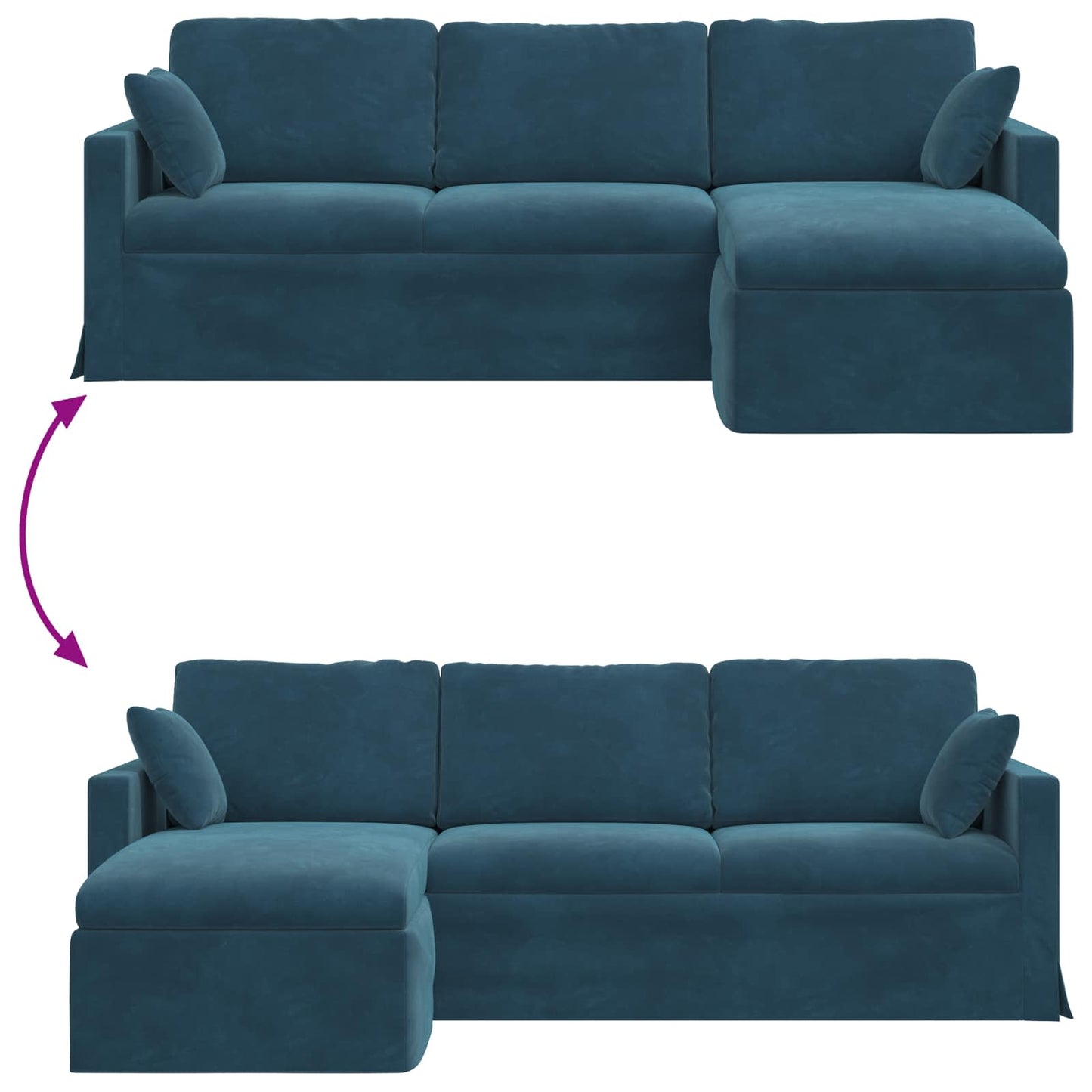 Bank Blauw 198 x 134 x 80 cm Fluweel is nu te koop bij PeponiXL, paradijselijk wonen!