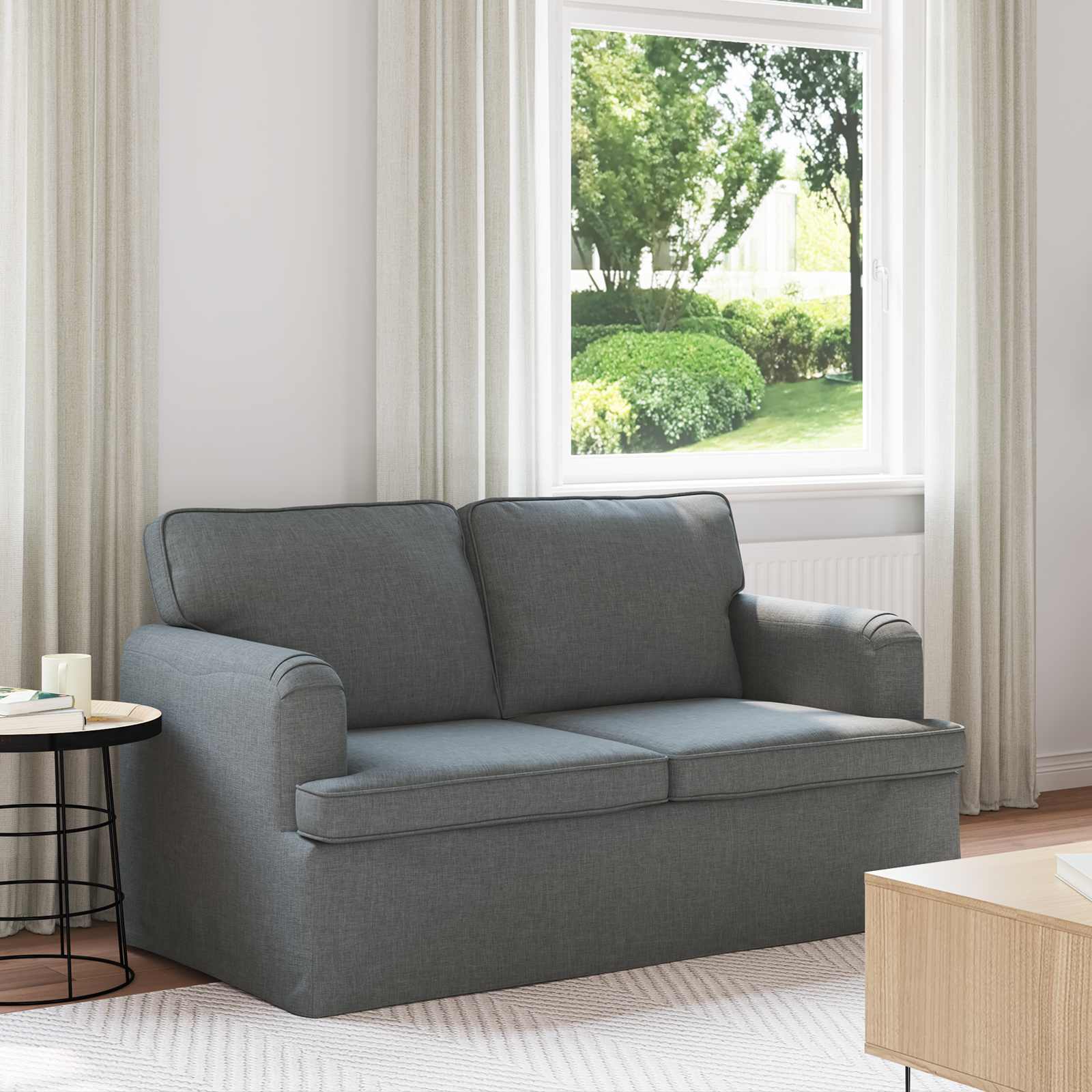 Bank Donkergrijs 144 x 80 x 85 cm Stof is nu te koop bij PeponiXL, paradijselijk wonen!