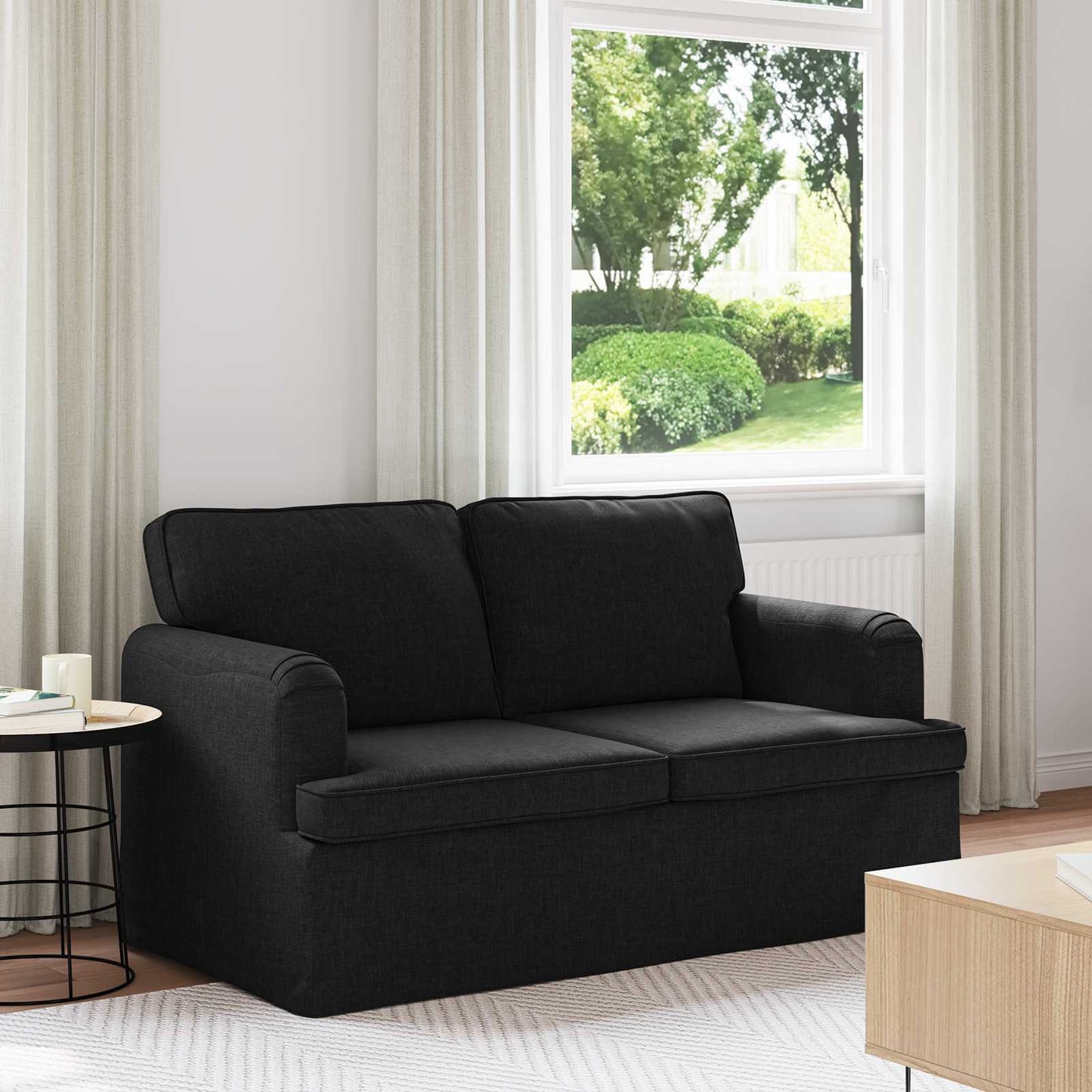 Bank Zwart 144 x 80 x 85 cm Stof is nu te koop bij PeponiXL, paradijselijk wonen!