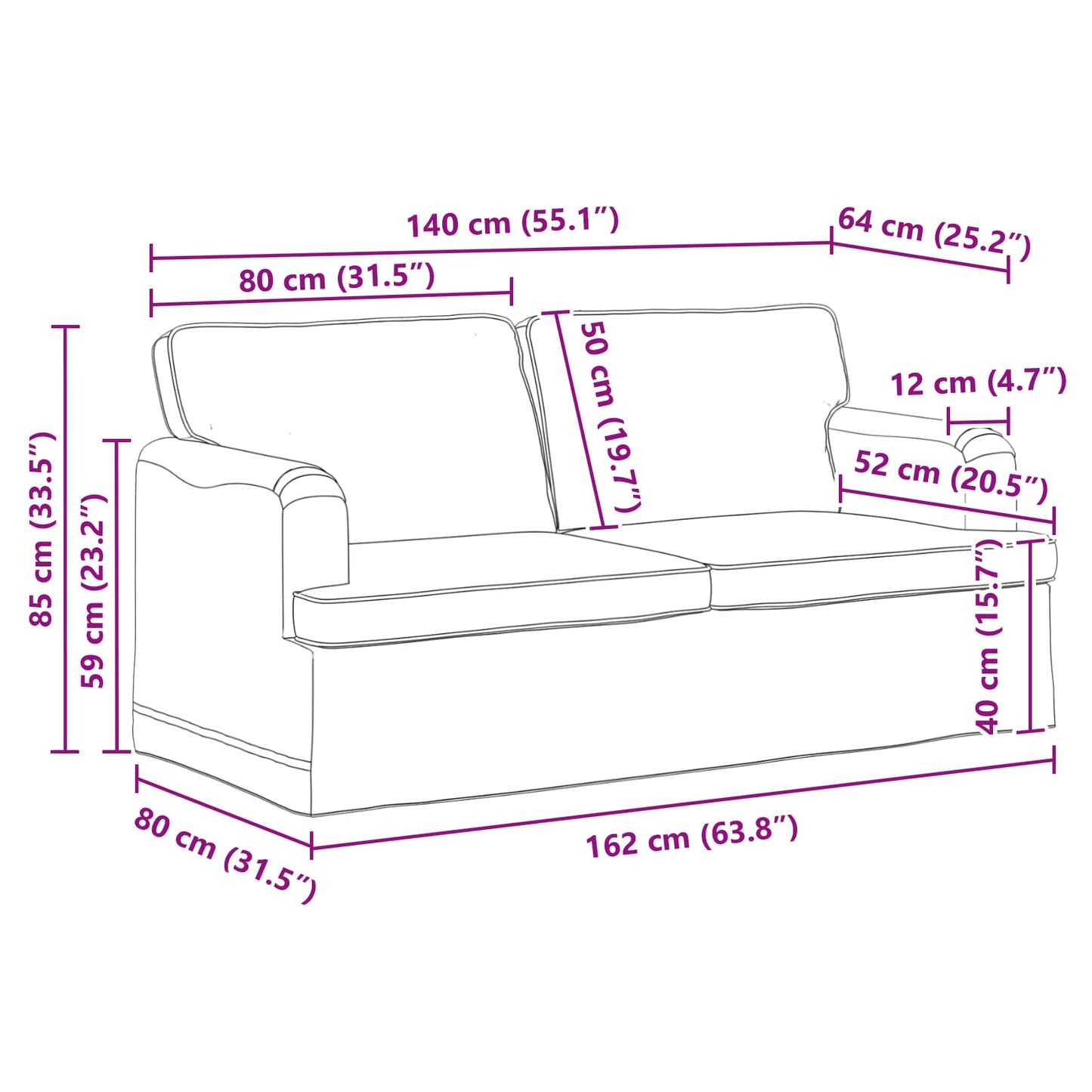 Bank Donkergrijs 162 x 80 x 85 cm Stof is nu te koop bij PeponiXL, paradijselijk wonen!