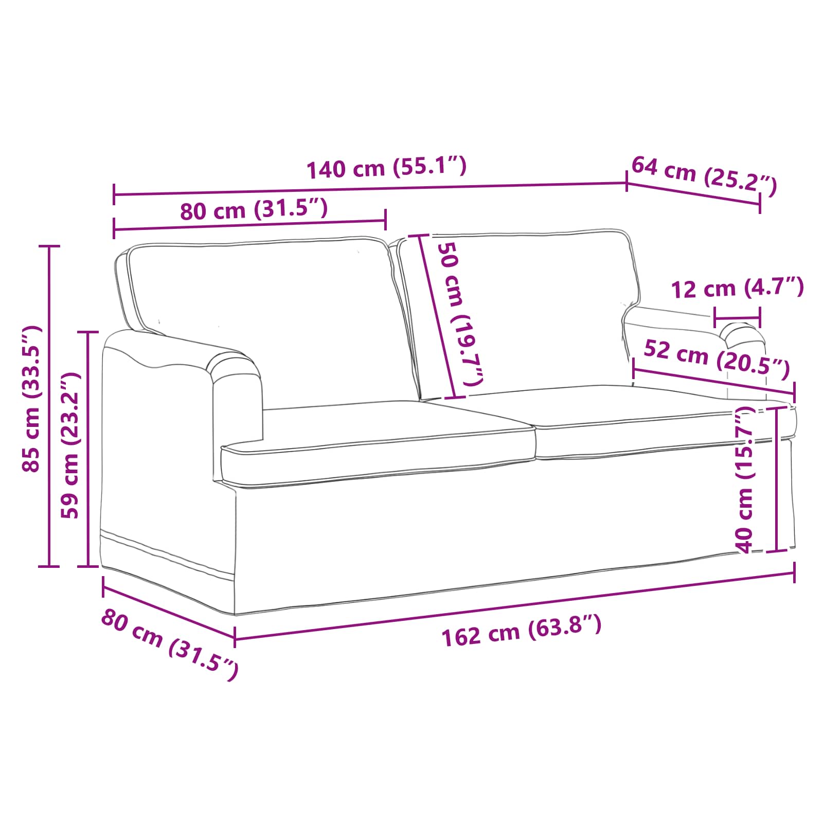 Bank Donkergrijs 162 x 80 x 85 cm Stof is nu te koop bij PeponiXL, paradijselijk wonen!