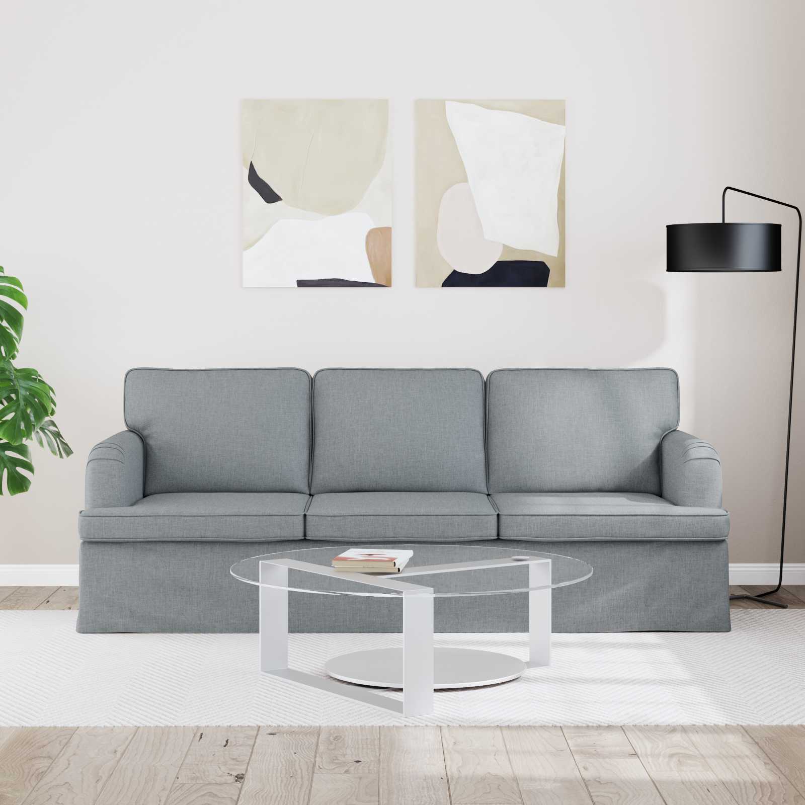 Bank Lichtgrijs 201 x 80 x 85 cm Stof is nu te koop bij PeponiXL, paradijselijk wonen!