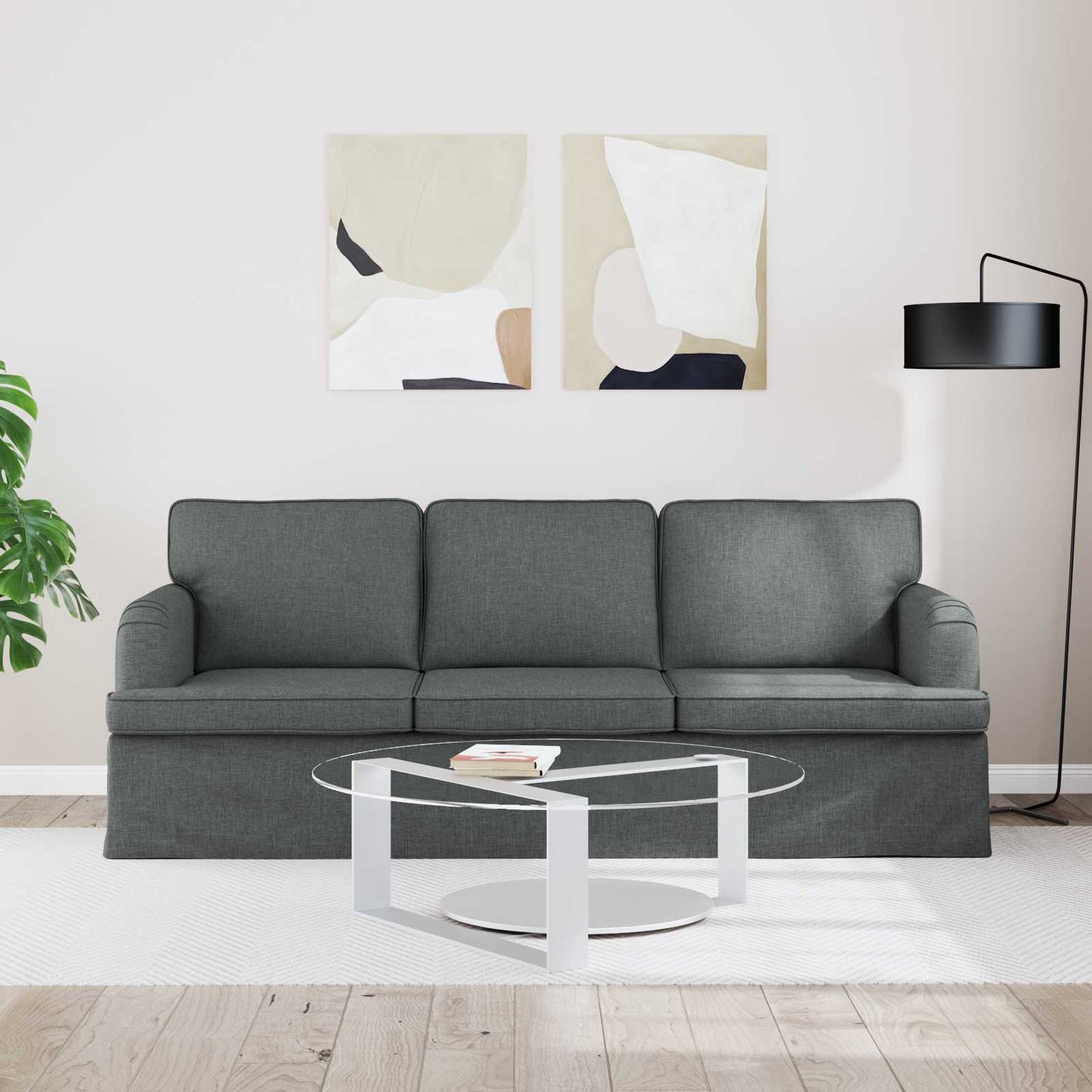Bank Donkergrijs 201 x 80 x 85 cm Stof is nu te koop bij PeponiXL, paradijselijk wonen!