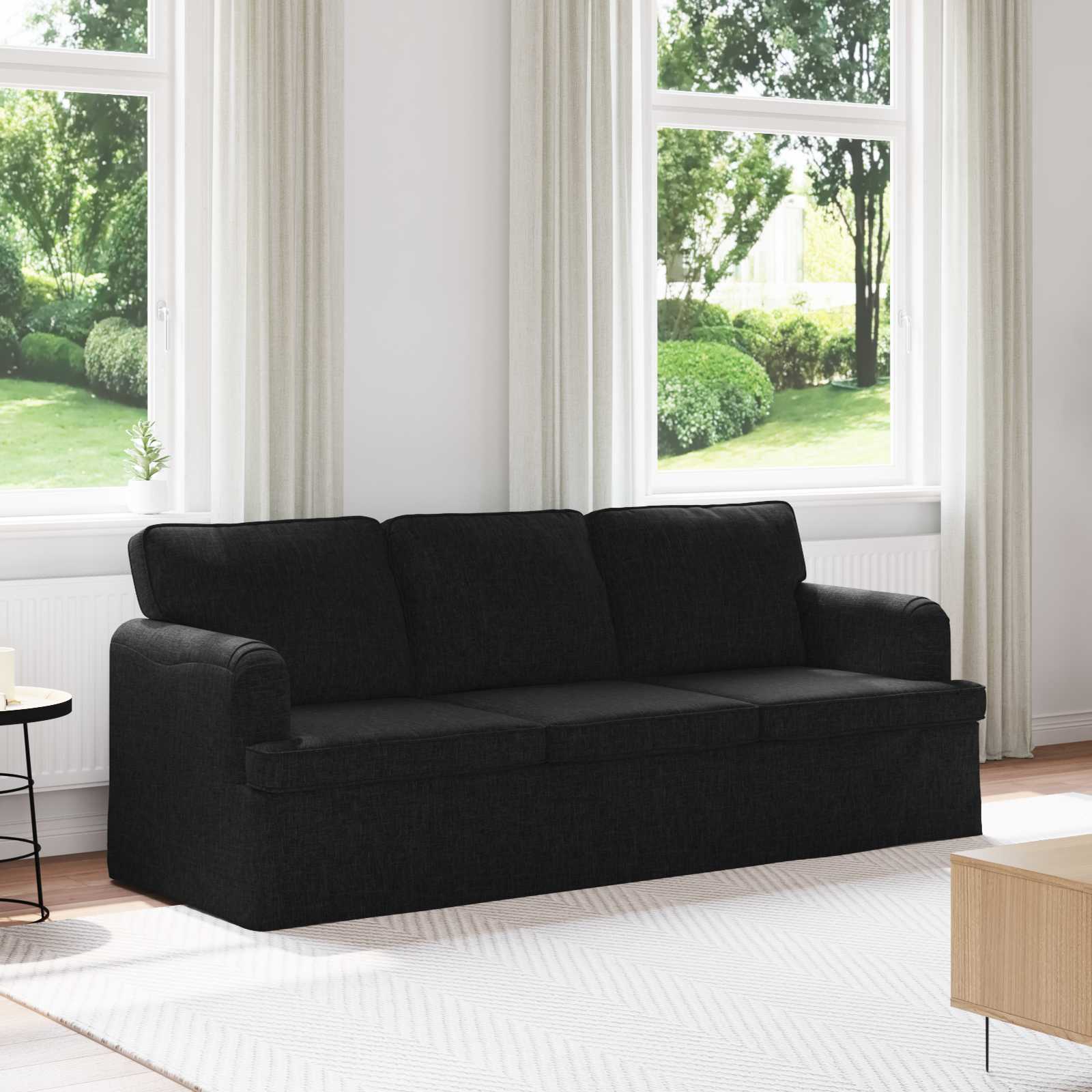 Bank Zwart 201 x 80 x 85 cm Stof is nu te koop bij PeponiXL, paradijselijk wonen!