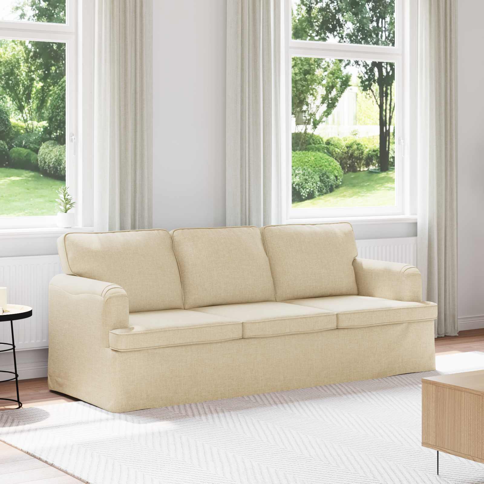 Bank Crème 201 x 80 x 85 cm Stof is nu te koop bij PeponiXL, paradijselijk wonen!