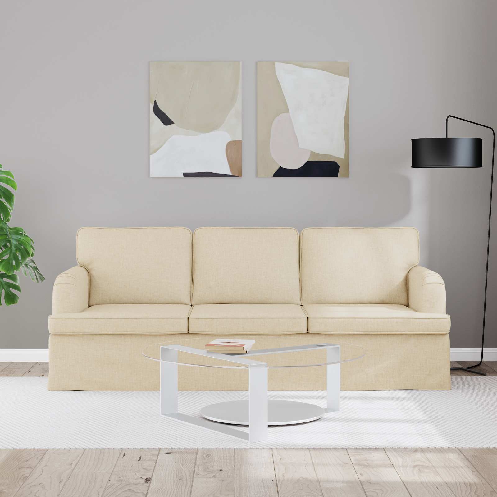 Bank Crème 201 x 80 x 85 cm Stof is nu te koop bij PeponiXL, paradijselijk wonen!