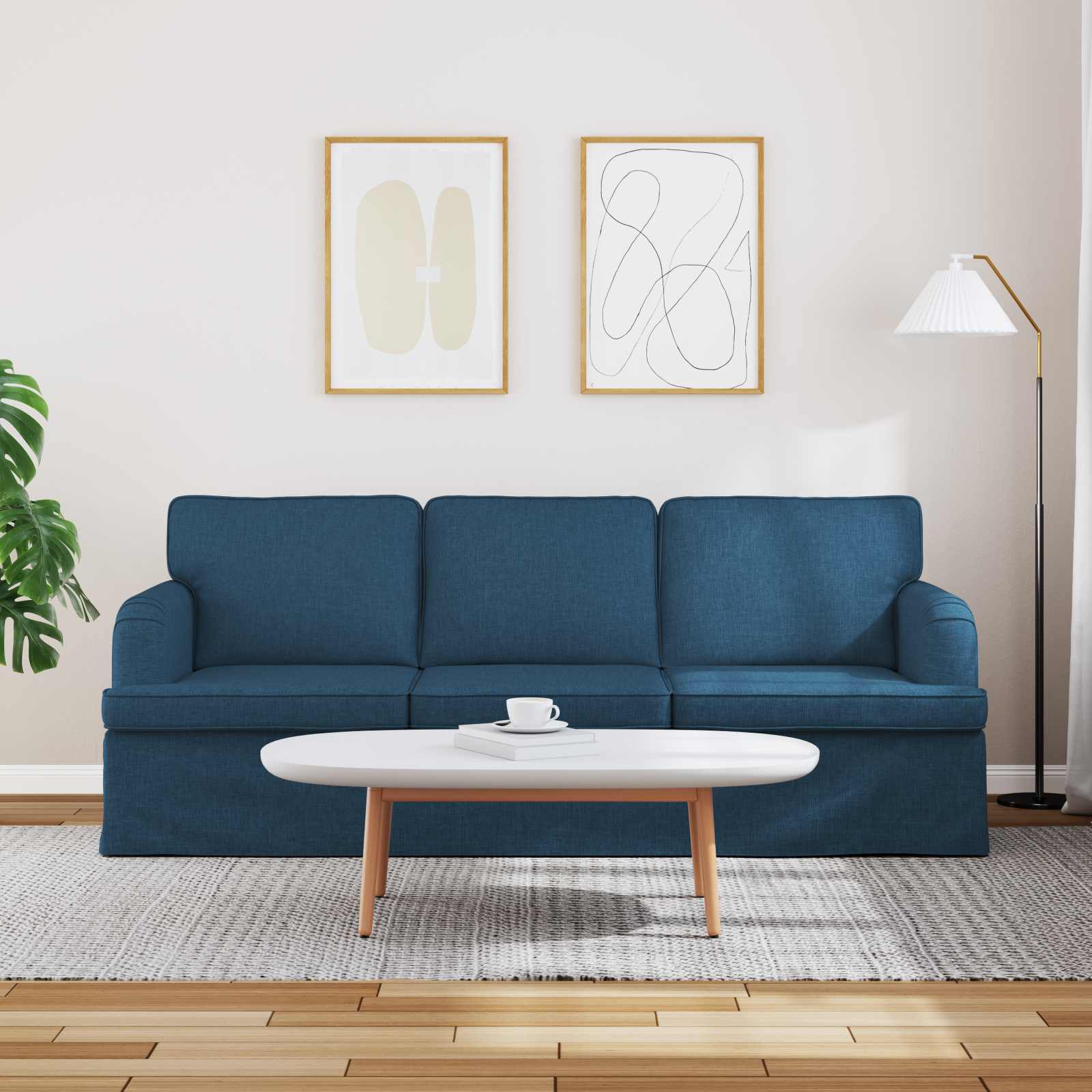 Bank Blauw 201 x 80 x 85 cm Stof is nu te koop bij PeponiXL, paradijselijk wonen!