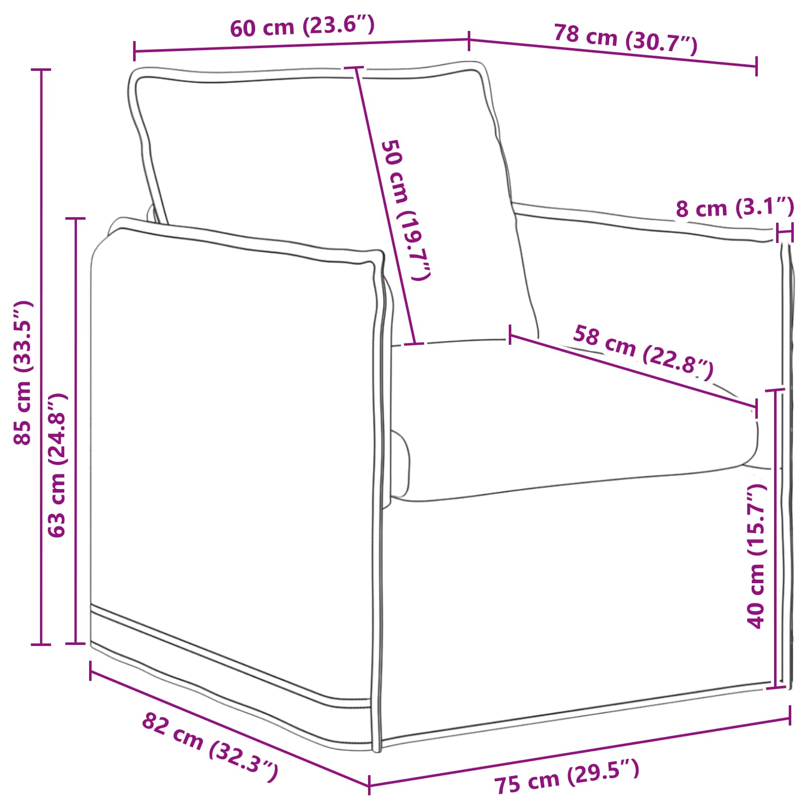 Bank Crème 75 x 82 x 85 cm Stof is nu te koop bij PeponiXL, paradijselijk wonen!