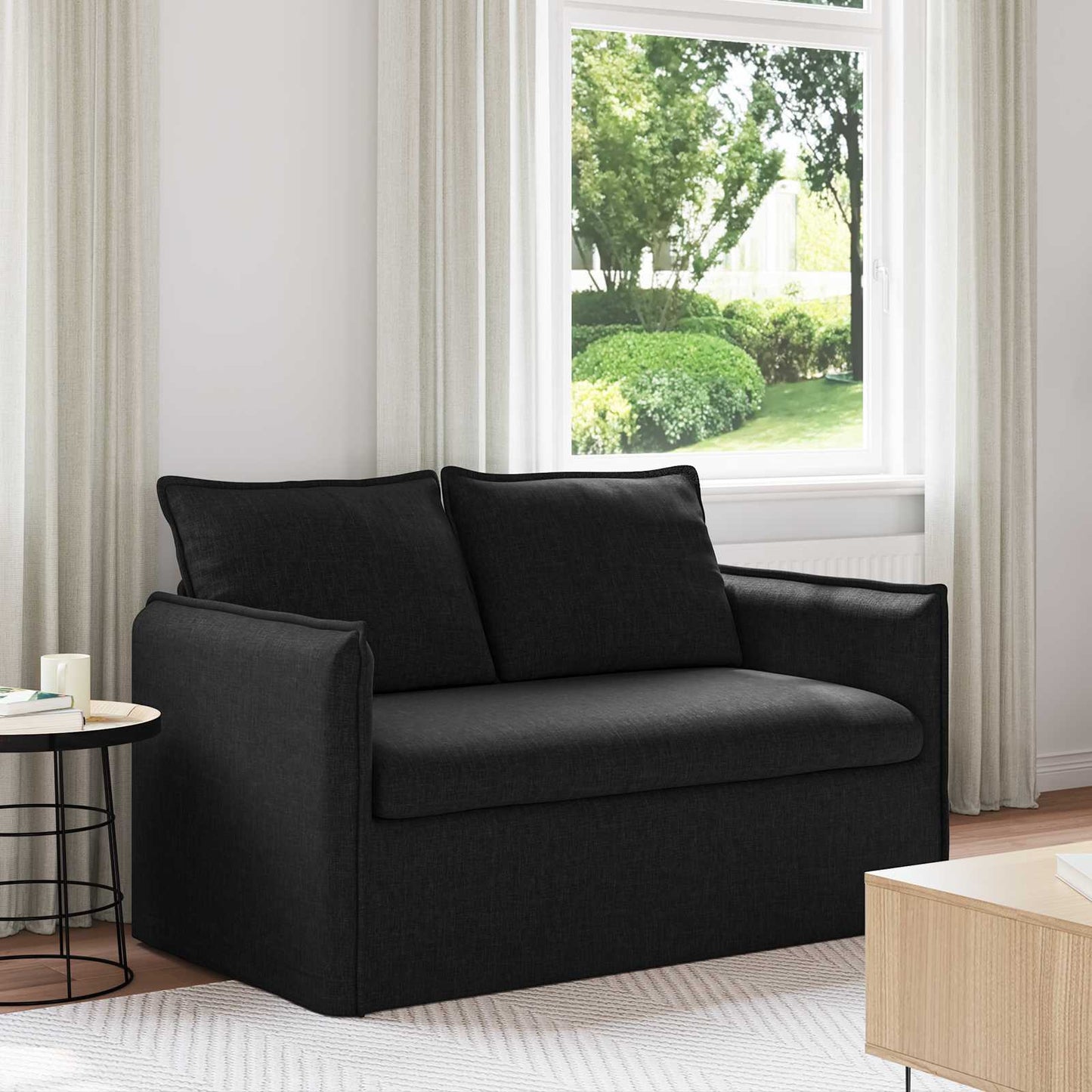 Bank Zwart 136 x 82 x 85 cm Stof is nu te koop bij PeponiXL, paradijselijk wonen!