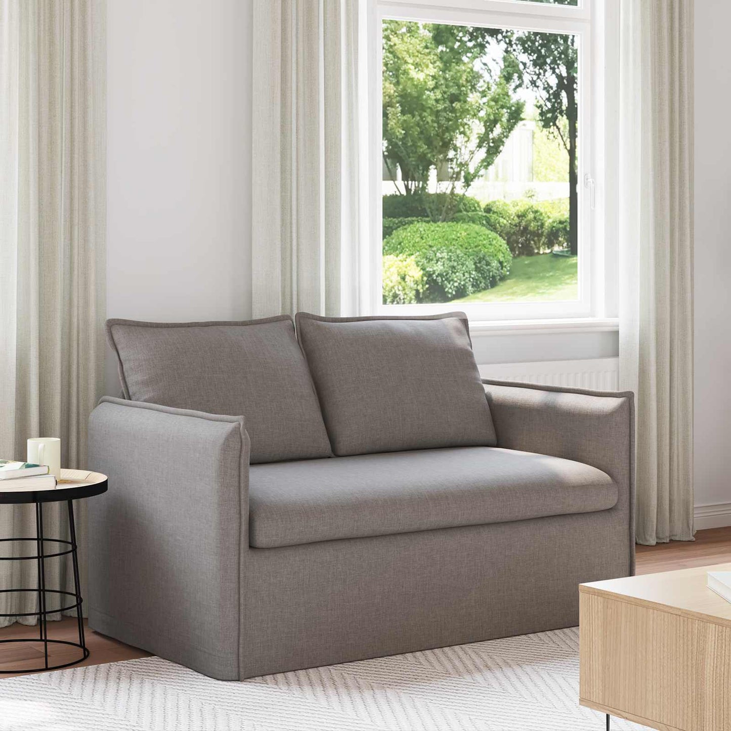 Bank Taupe 136 x 82 x 85 cm Stof is nu te koop bij PeponiXL, paradijselijk wonen!