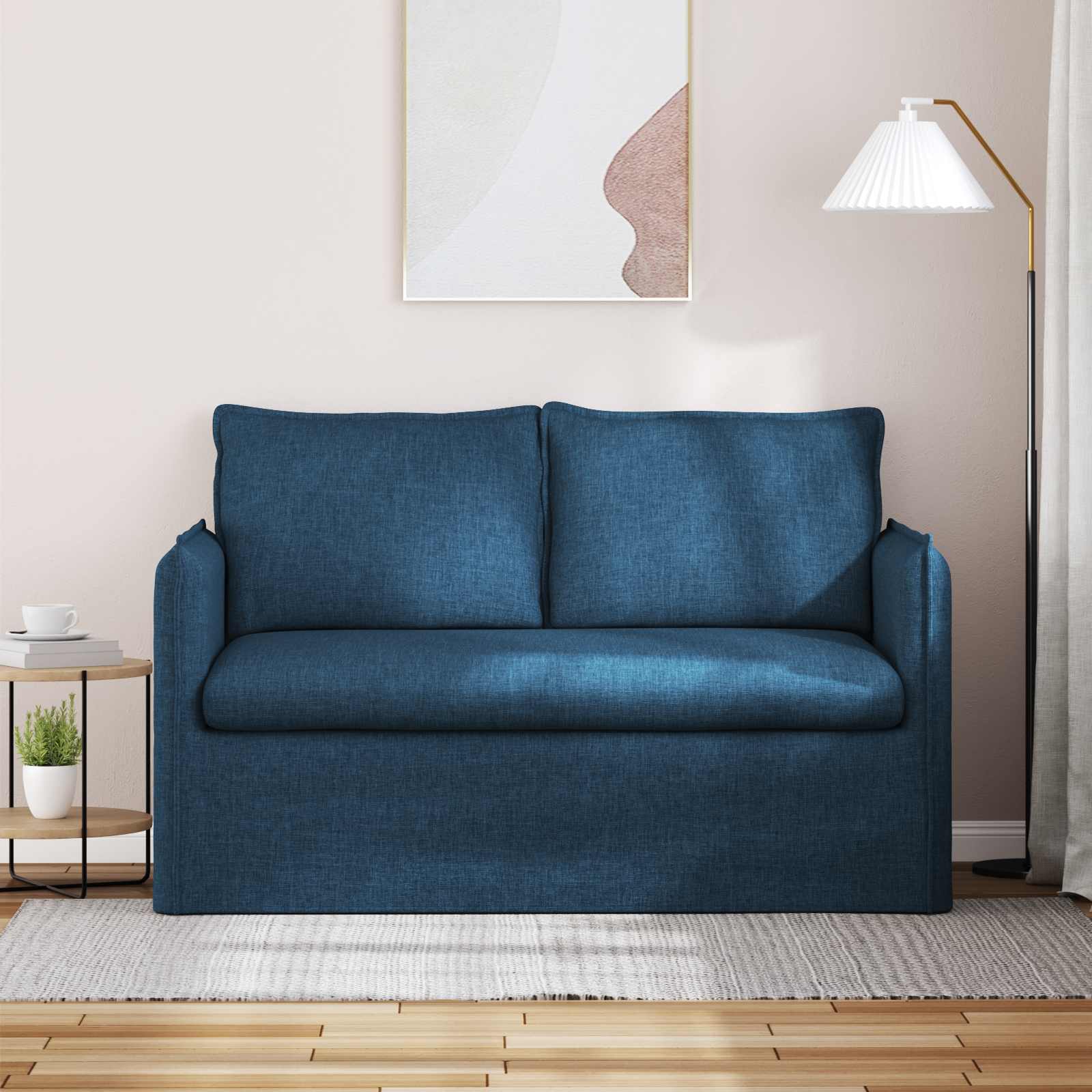 Bank Blauw 136 x 82 x 85 cm Stof is nu te koop bij PeponiXL, paradijselijk wonen!
