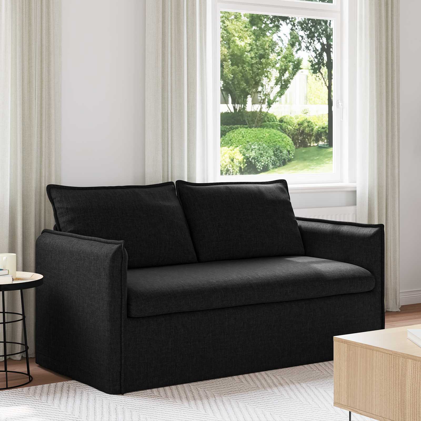 Bank Zwart 156 x 82 x 85 cm Stof is nu te koop bij PeponiXL, paradijselijk wonen!