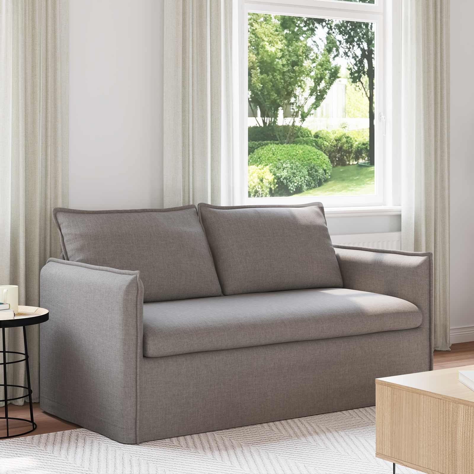 Bank Taupe 156 x 82 x 85 cm Stof is nu te koop bij PeponiXL, paradijselijk wonen!