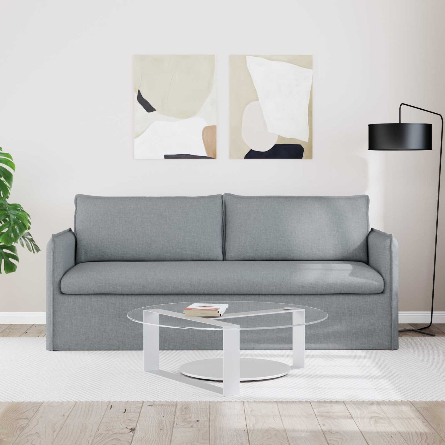 Bank Lichtgrijs 196 x 82 x 85 cm Stof is nu te koop bij PeponiXL, paradijselijk wonen!