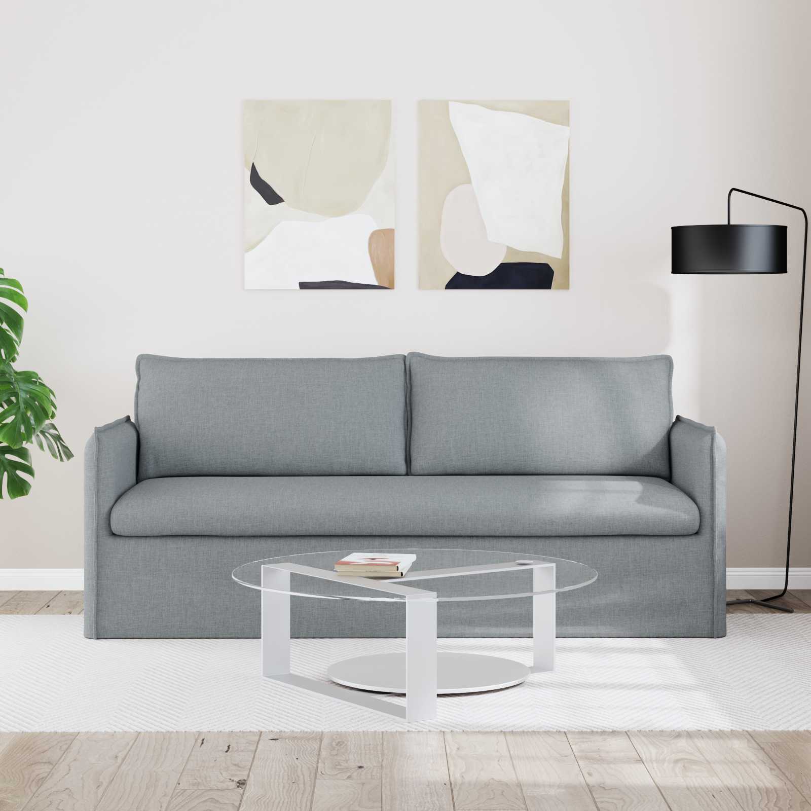 Bank Lichtgrijs 196 x 82 x 85 cm Stof is nu te koop bij PeponiXL, paradijselijk wonen!