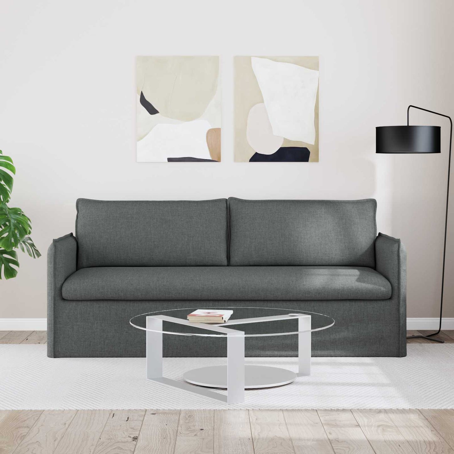 Bank Donkergrijs 196 x 82 x 85 cm Stof is nu te koop bij PeponiXL, paradijselijk wonen!