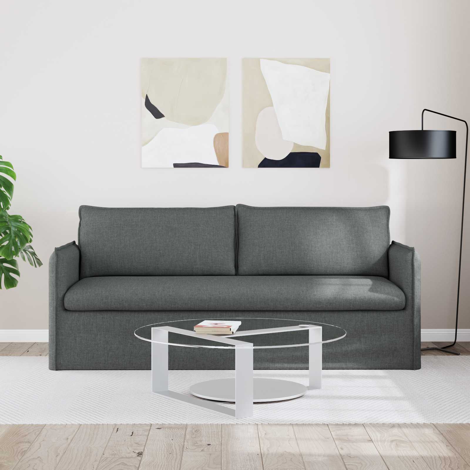Bank Donkergrijs 196 x 82 x 85 cm Stof is nu te koop bij PeponiXL, paradijselijk wonen!
