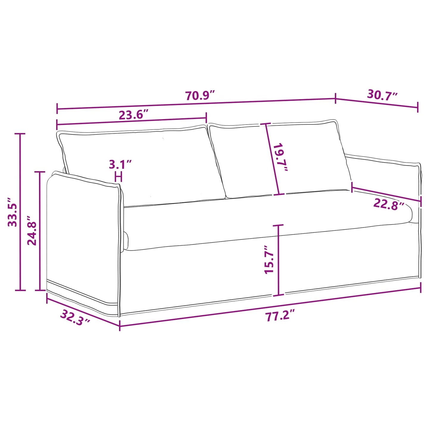 Bank Donkergrijs 196 x 82 x 85 cm Stof is nu te koop bij PeponiXL, paradijselijk wonen!