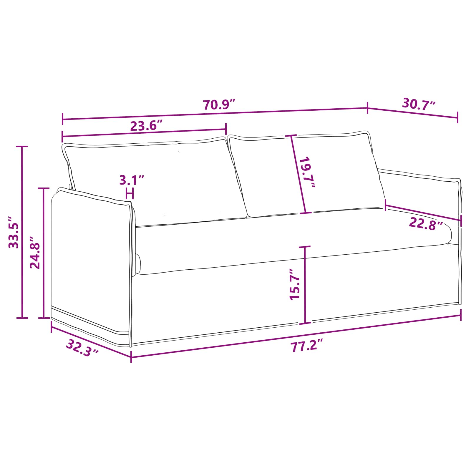 Bank Donkergrijs 196 x 82 x 85 cm Stof is nu te koop bij PeponiXL, paradijselijk wonen!
