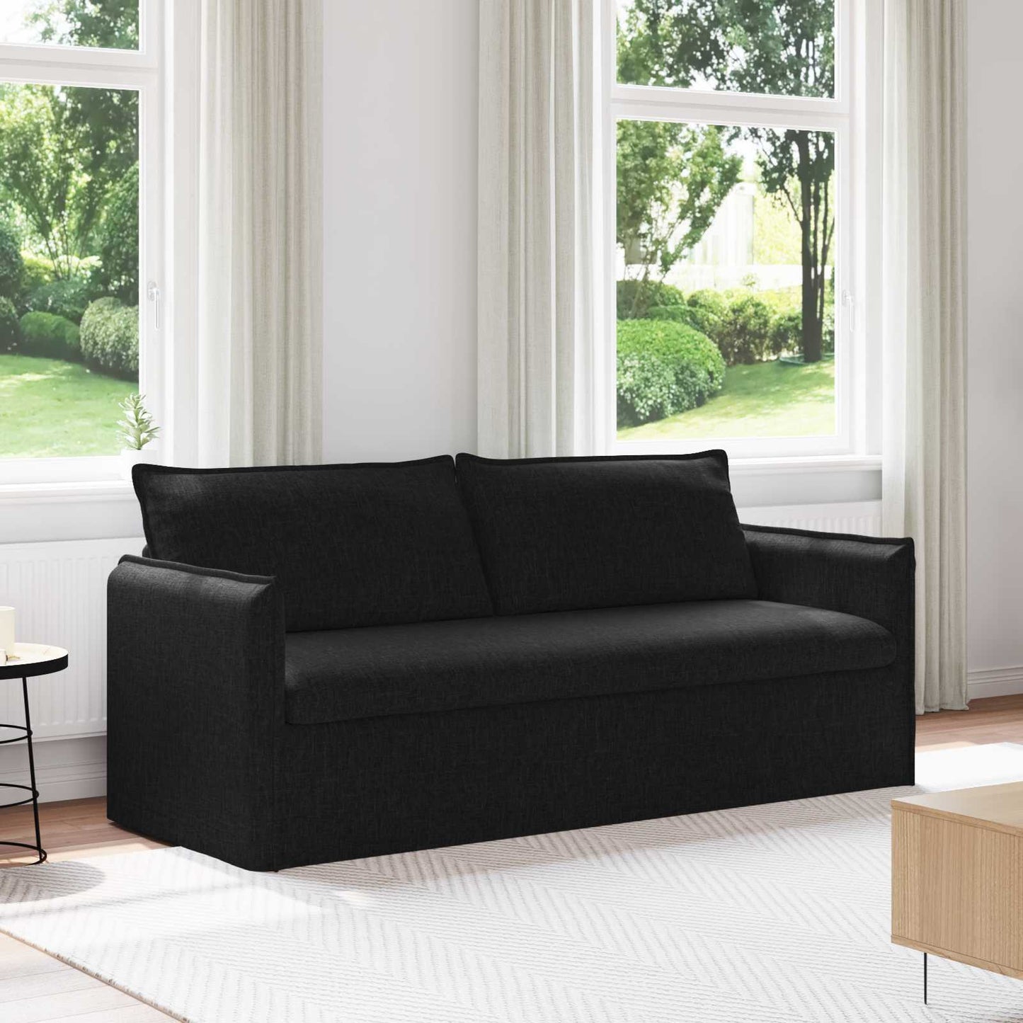 Bank Zwart 196 x 82 x 85 cm Stof is nu te koop bij PeponiXL, paradijselijk wonen!