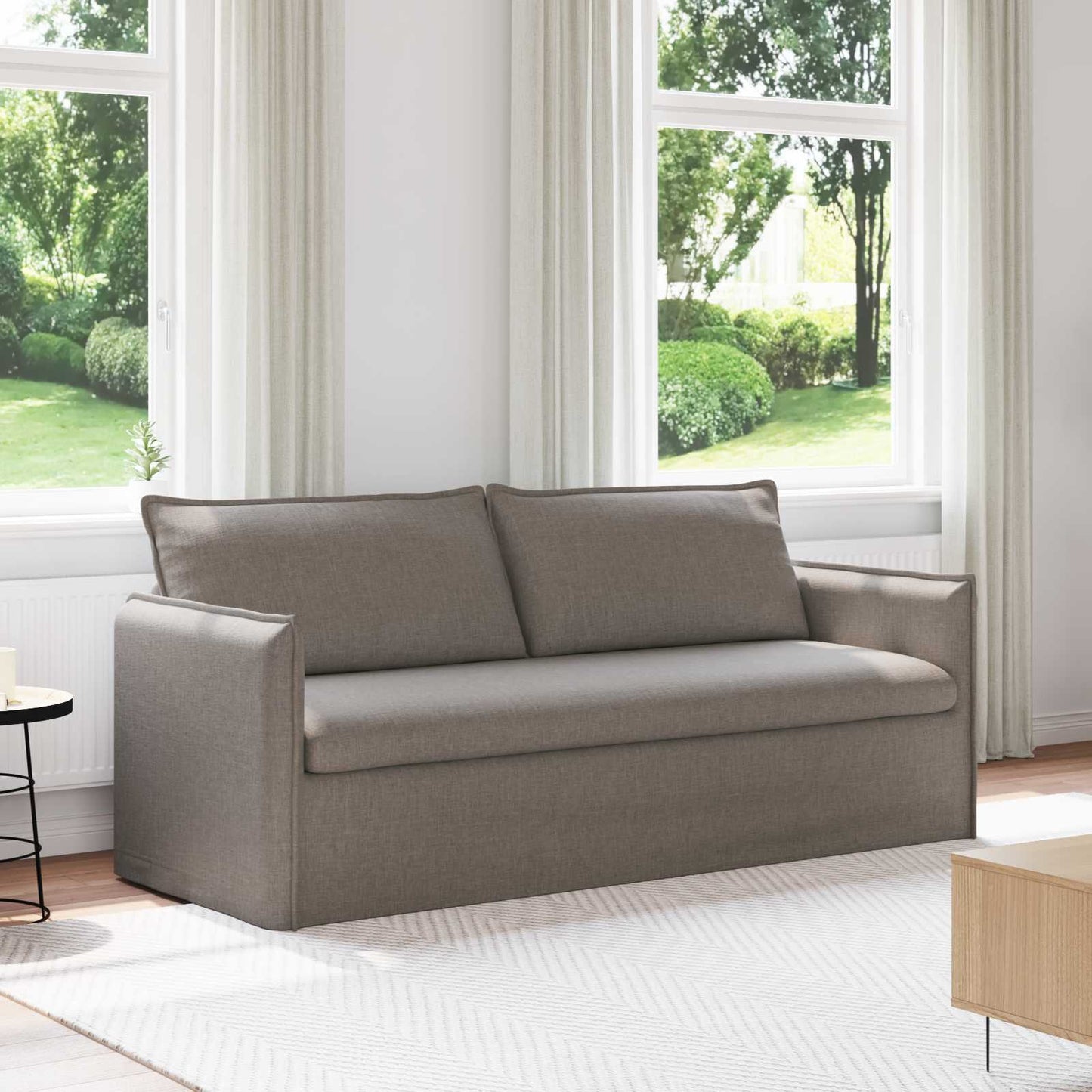 Bank Taupe 196 x 82 x 85 cm Stof is nu te koop bij PeponiXL, paradijselijk wonen!