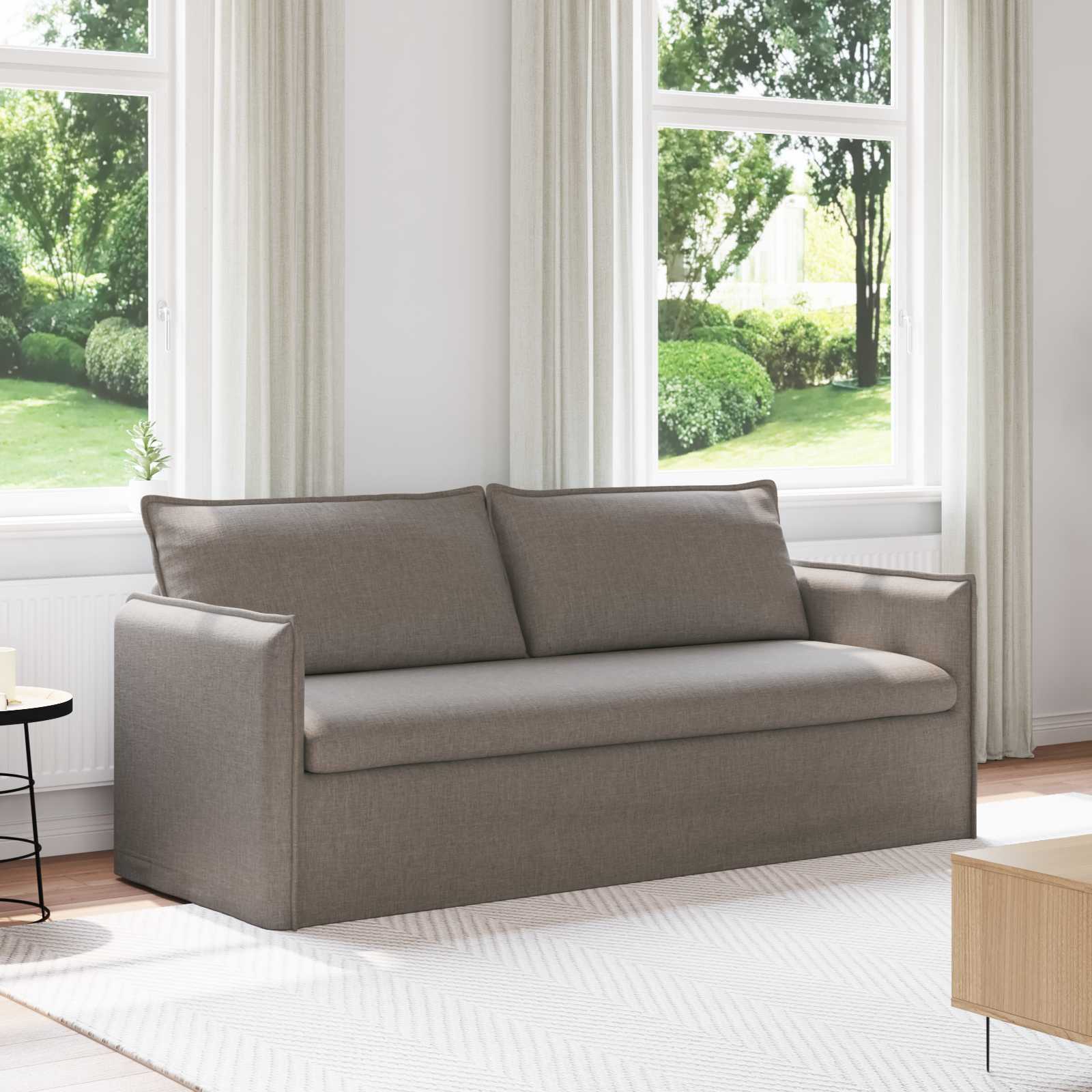 Bank Taupe 196 x 82 x 85 cm Stof is nu te koop bij PeponiXL, paradijselijk wonen!