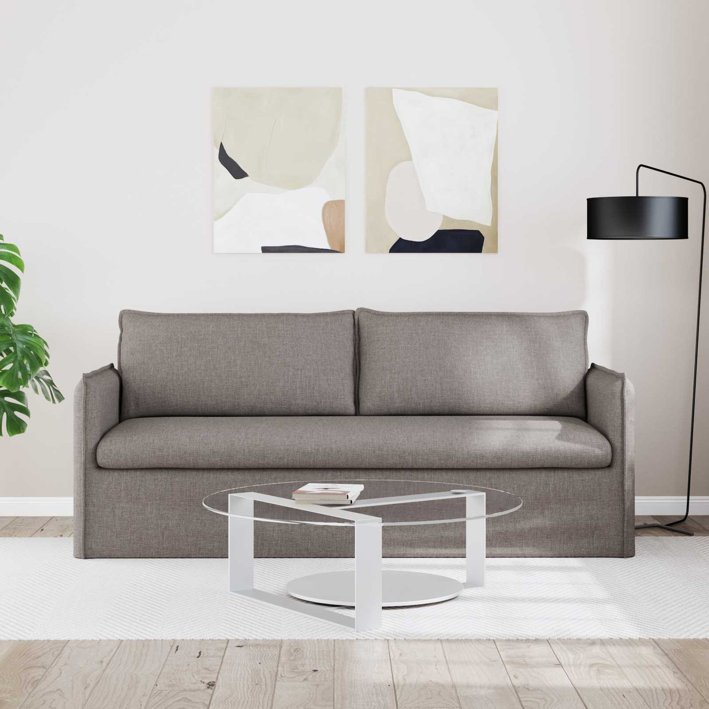 Bank Taupe 196 x 82 x 85 cm Stof is nu te koop bij PeponiXL, paradijselijk wonen!
