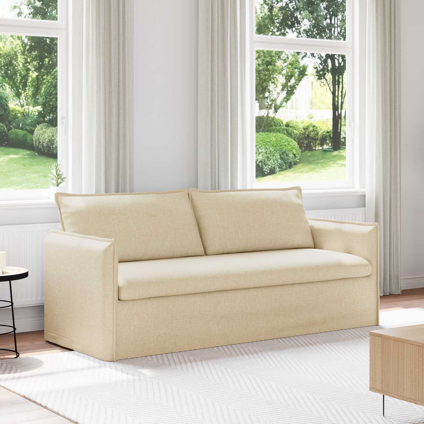 Bank Crème 196 x 82 x 85 cm Stof is nu te koop bij PeponiXL, paradijselijk wonen!