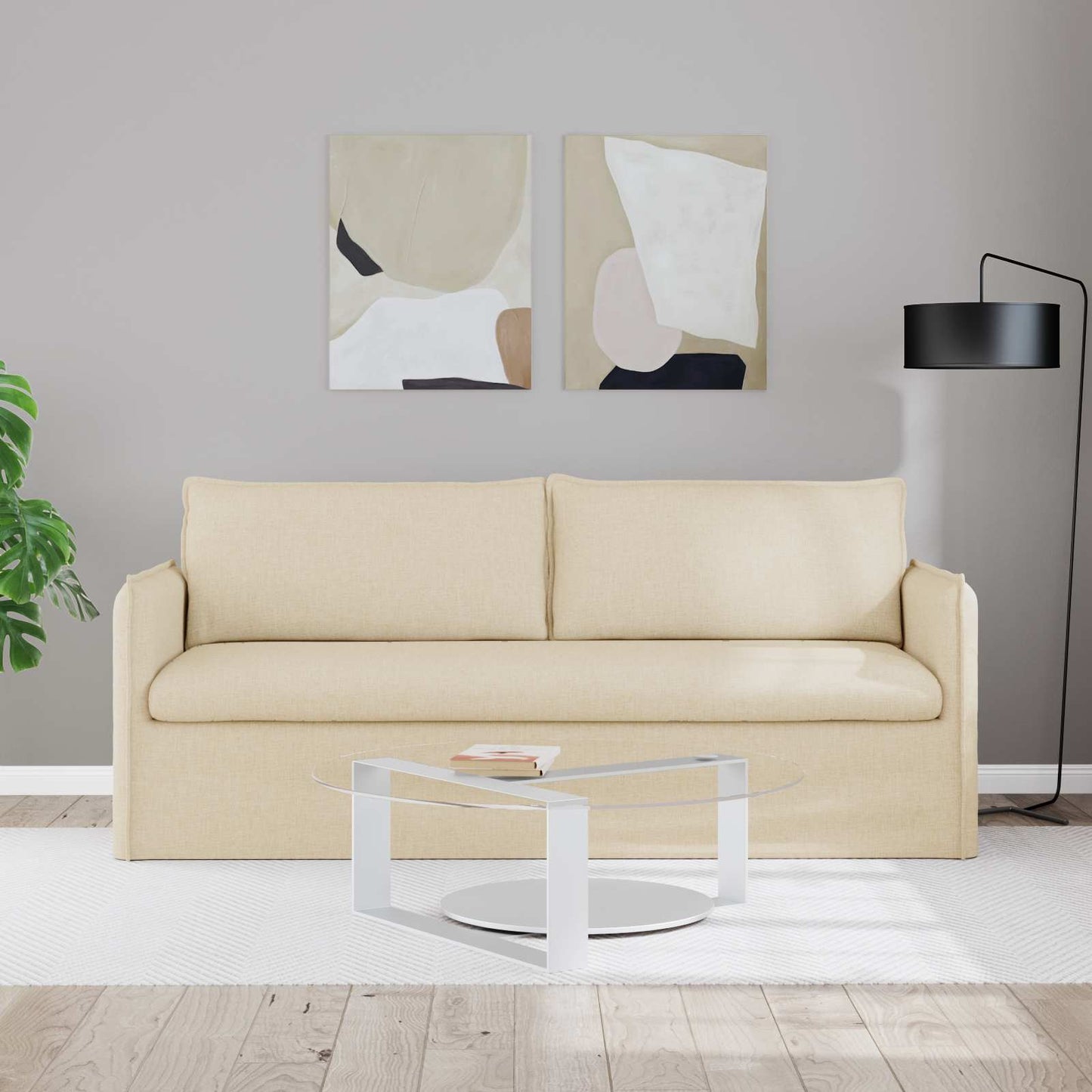 Bank Crème 196 x 82 x 85 cm Stof is nu te koop bij PeponiXL, paradijselijk wonen!
