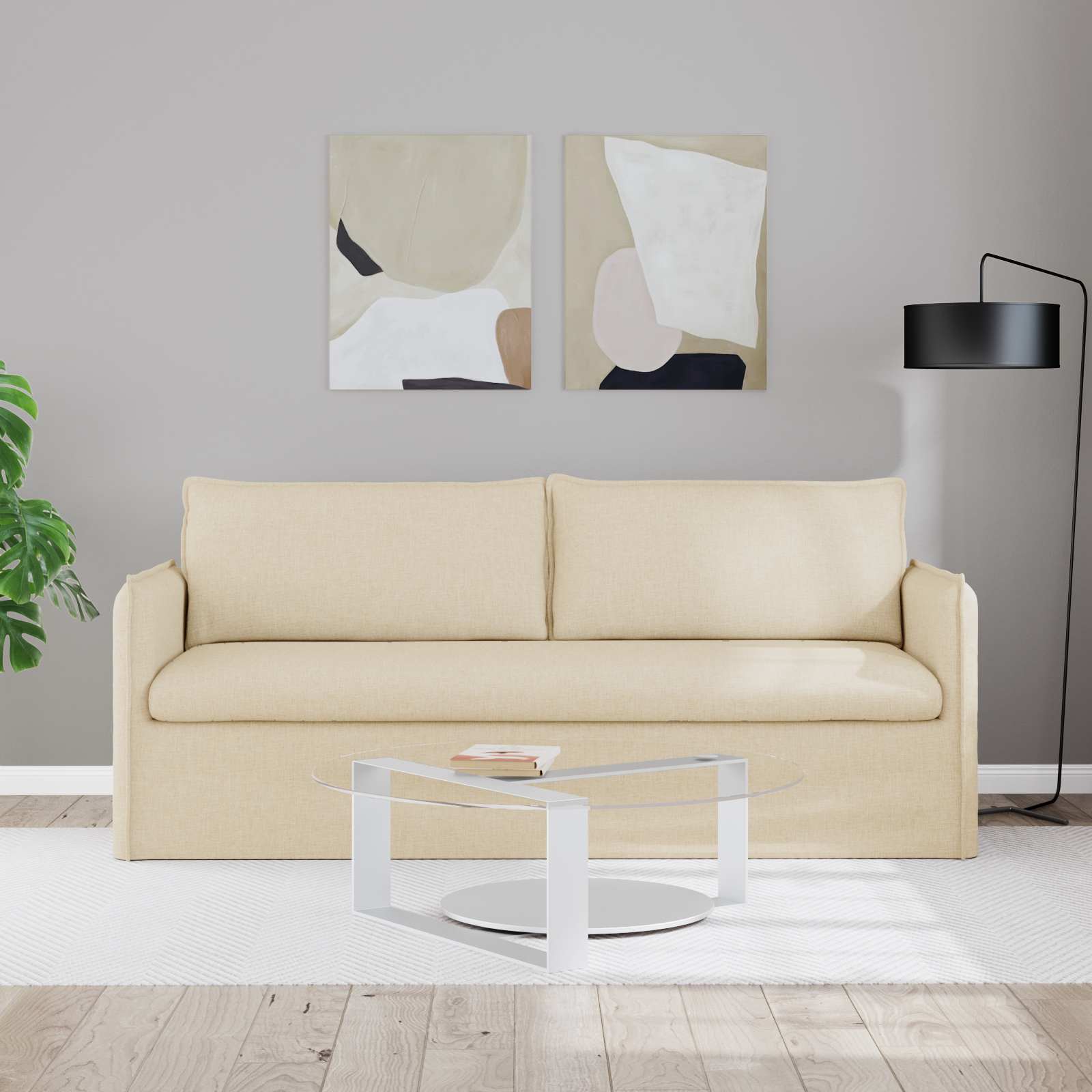Bank Crème 196 x 82 x 85 cm Stof is nu te koop bij PeponiXL, paradijselijk wonen!