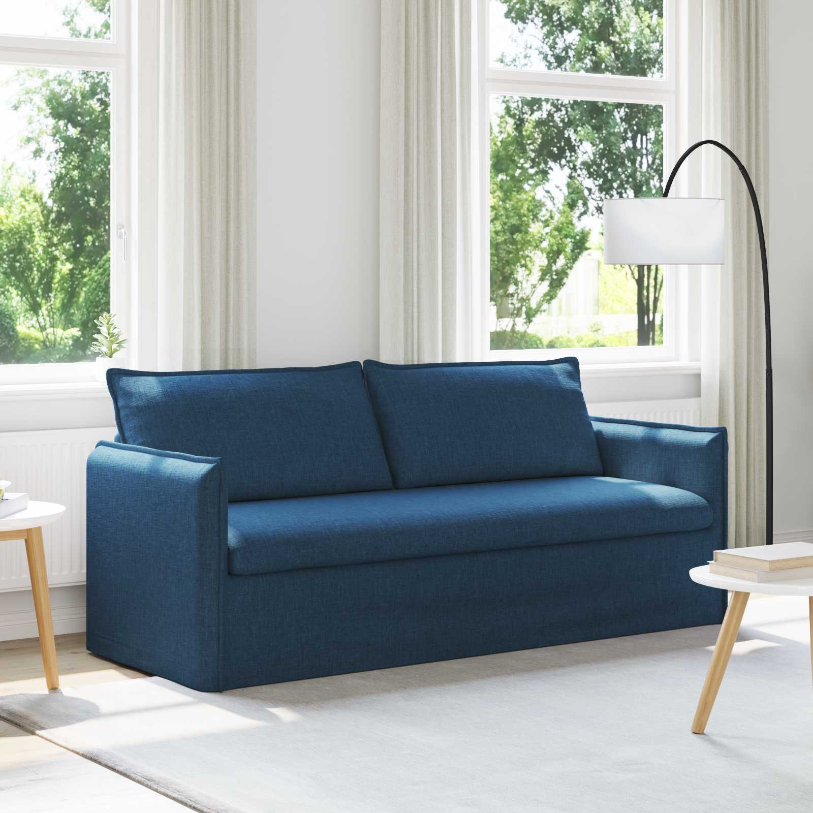 Bank Blauw 196 x 82 x 85 cm Stof is nu te koop bij PeponiXL, paradijselijk wonen!