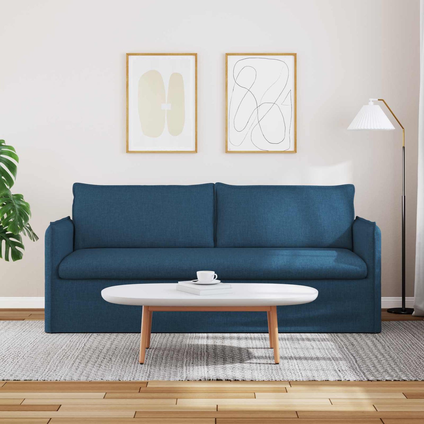 Bank Blauw 196 x 82 x 85 cm Stof is nu te koop bij PeponiXL, paradijselijk wonen!
