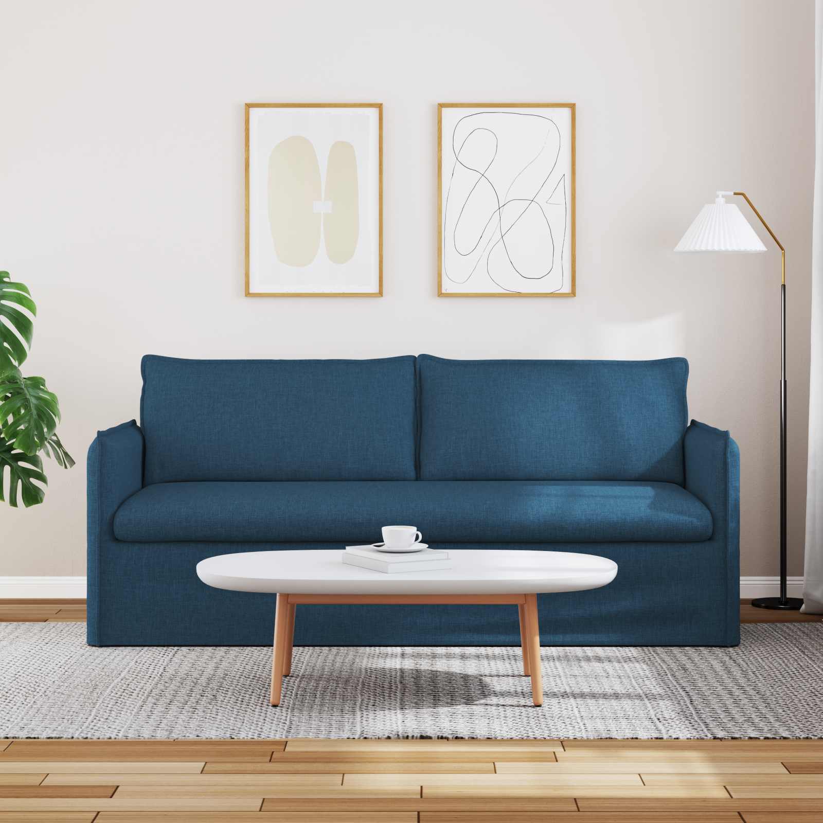 Bank Blauw 196 x 82 x 85 cm Stof is nu te koop bij PeponiXL, paradijselijk wonen!