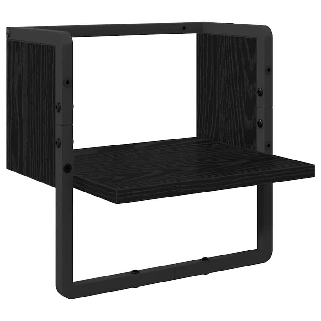 Wandplank met plank Zwart Eiken 30 x 25 x 30 cm Bewerkt hout is nu te koop bij PeponiXL, paradijselijk wonen!