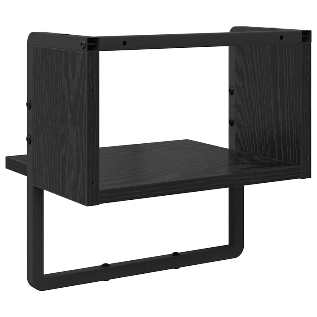 Wandplank met plank Zwart Eiken 30 x 25 x 30 cm Bewerkt hout is nu te koop bij PeponiXL, paradijselijk wonen!