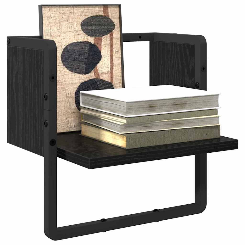 Wandplank met plank Zwart Eiken 30 x 25 x 30 cm Bewerkt hout is nu te koop bij PeponiXL, paradijselijk wonen!